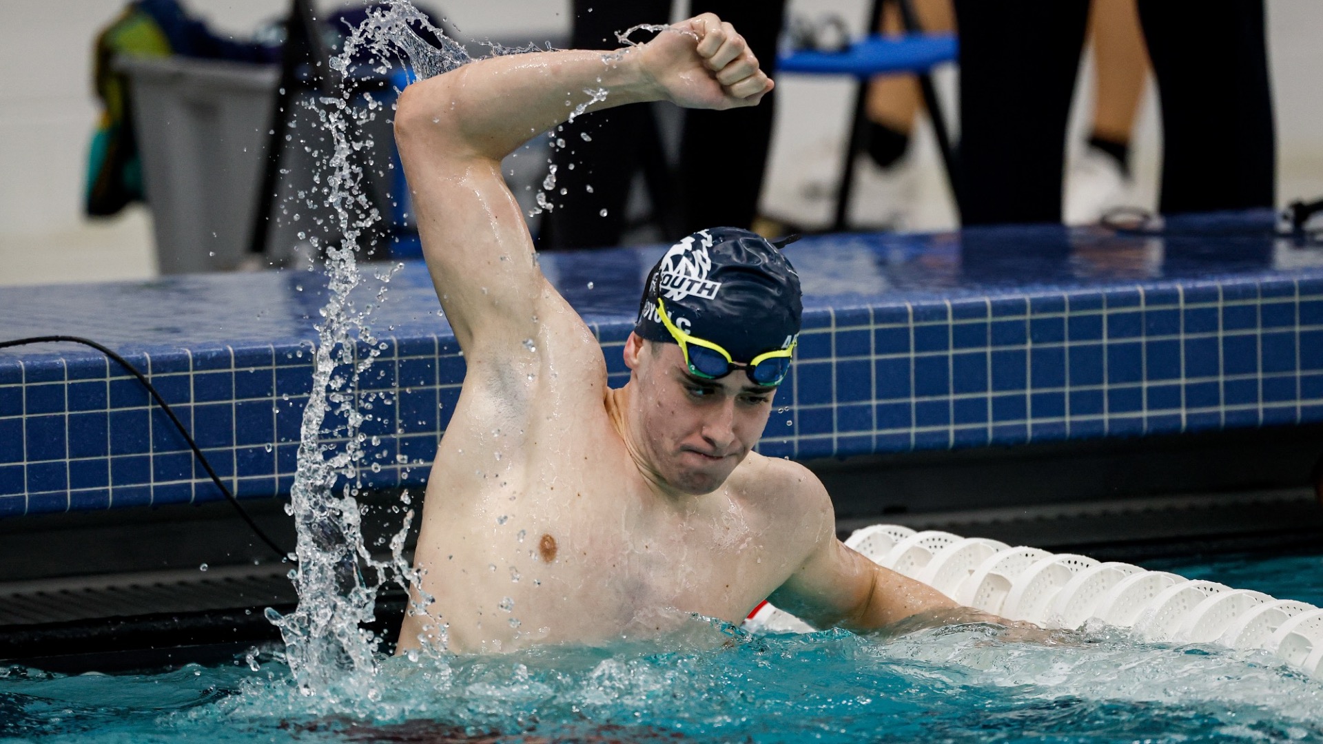 Izan Arroyo Lopez del Castillo raises an arm in celebration