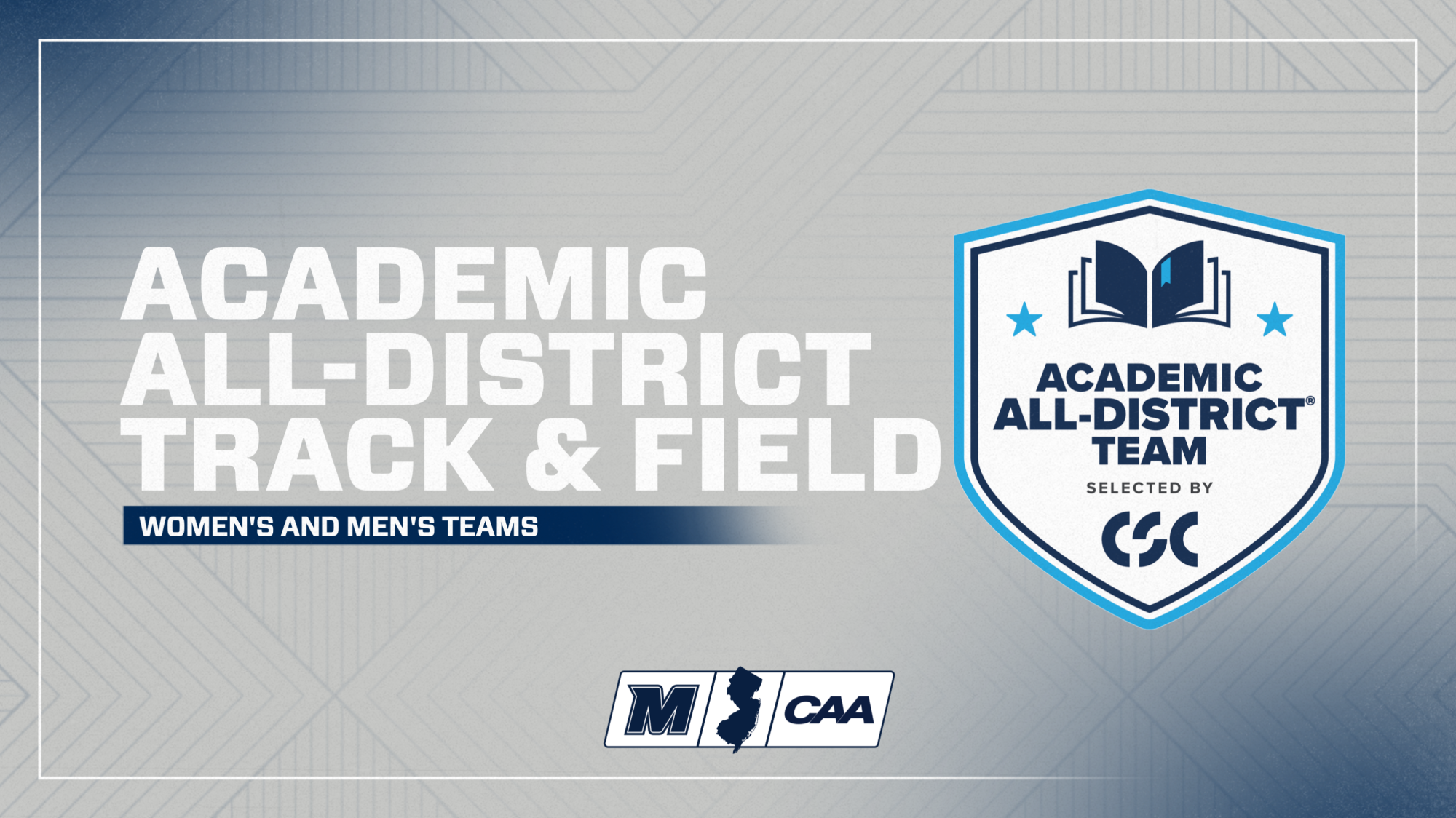 Text saying Academic All-District Track with an Academic All-District logo and the Monmouth seal