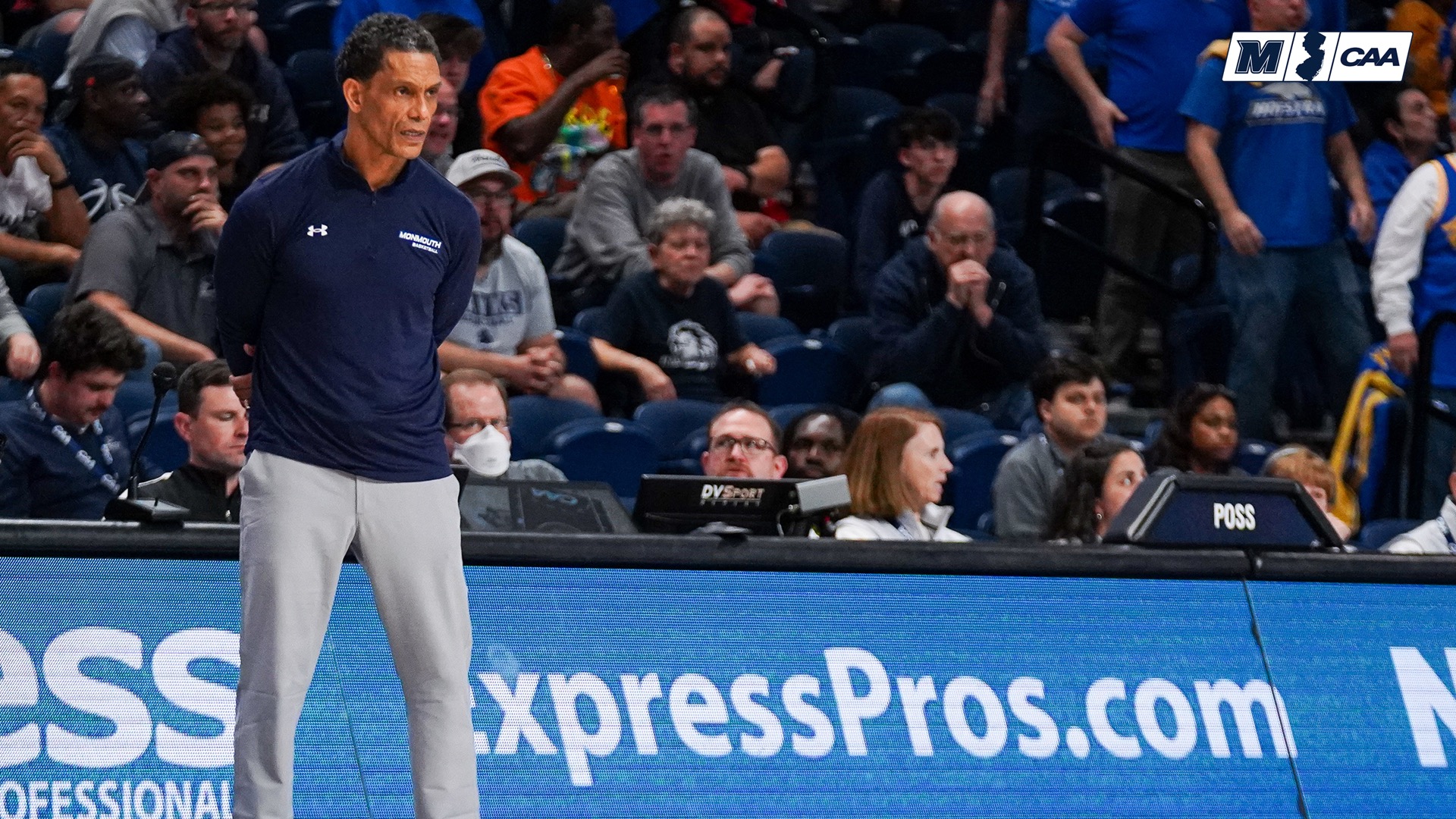 King Rice Photo to announce 2026 non-conference schedule (Photo of King on the sidelines with the Monmouth seal)