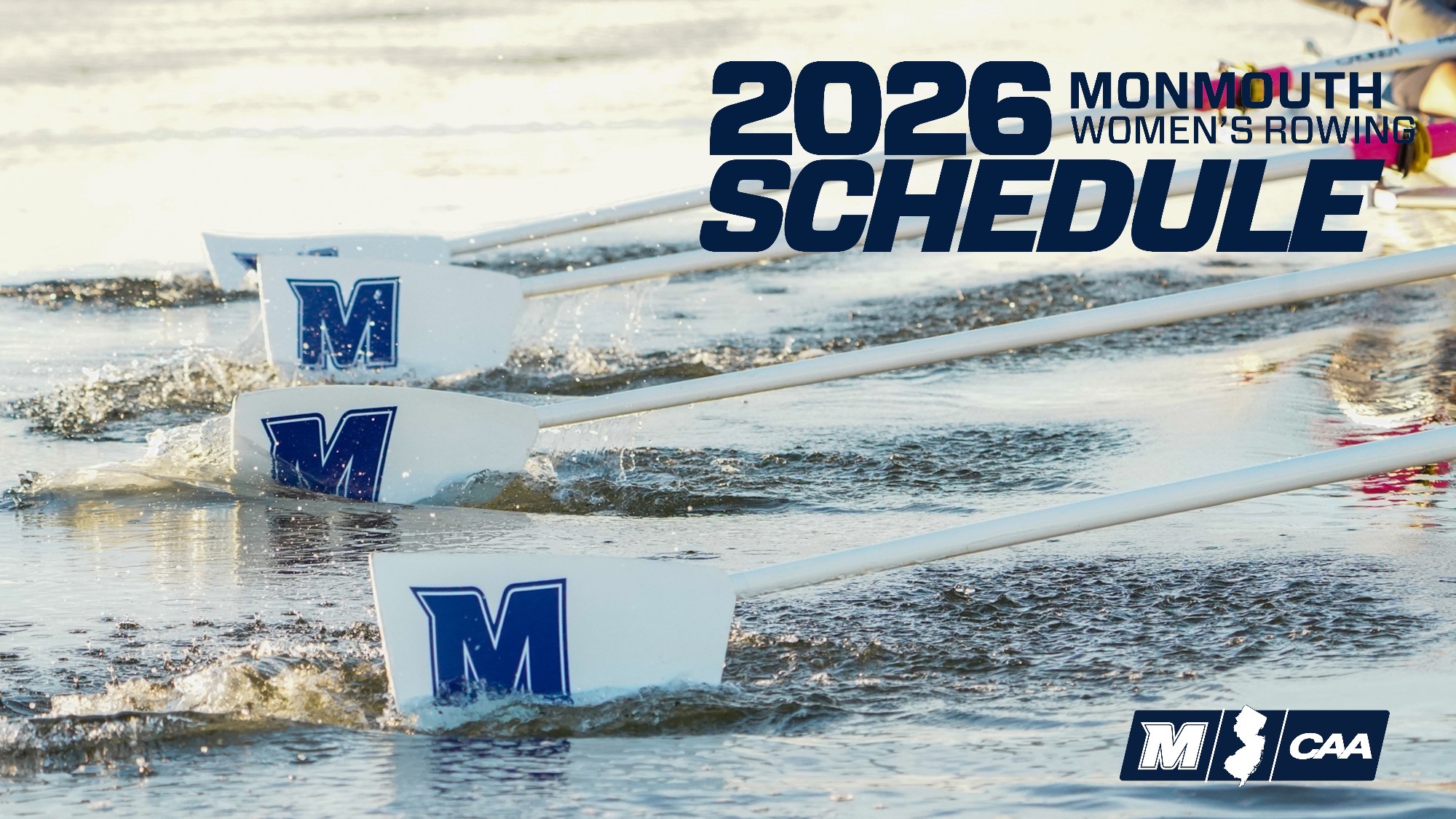 2026 Women's Rowing Fall Schedule Release (picture of oars hitting the water and text saying 2026 women's rowing schedule)
