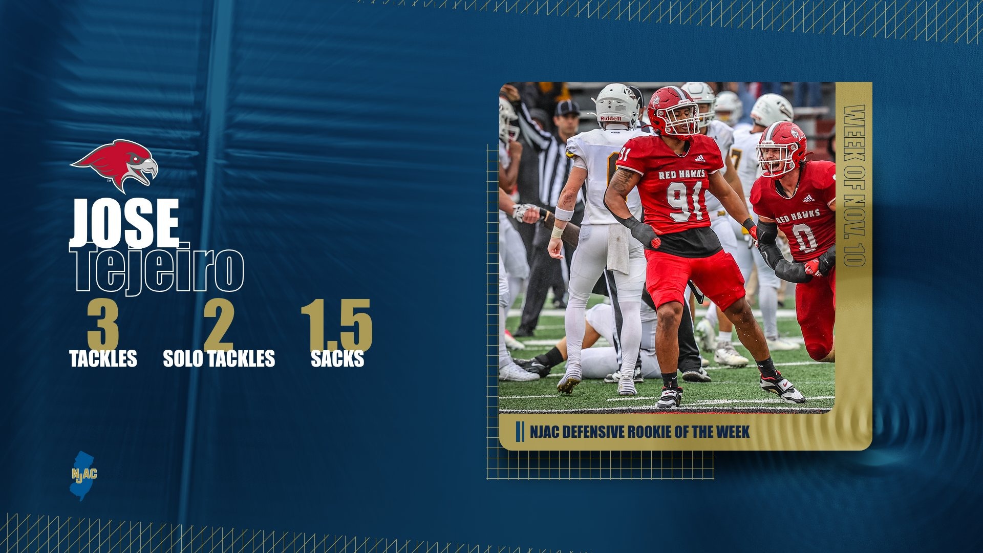 Jose Tejeiro NJAC Defensive Rookie of the Week 