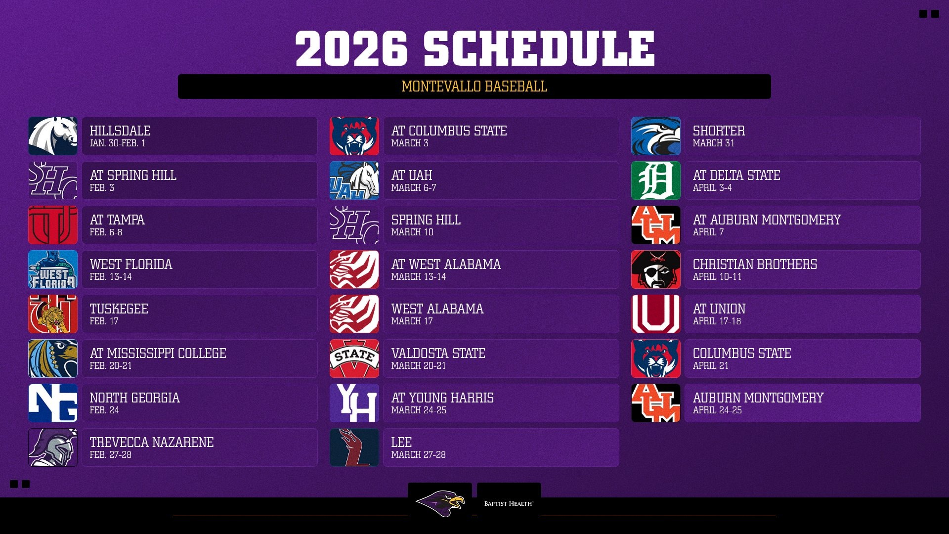 2026 BSB Schedule