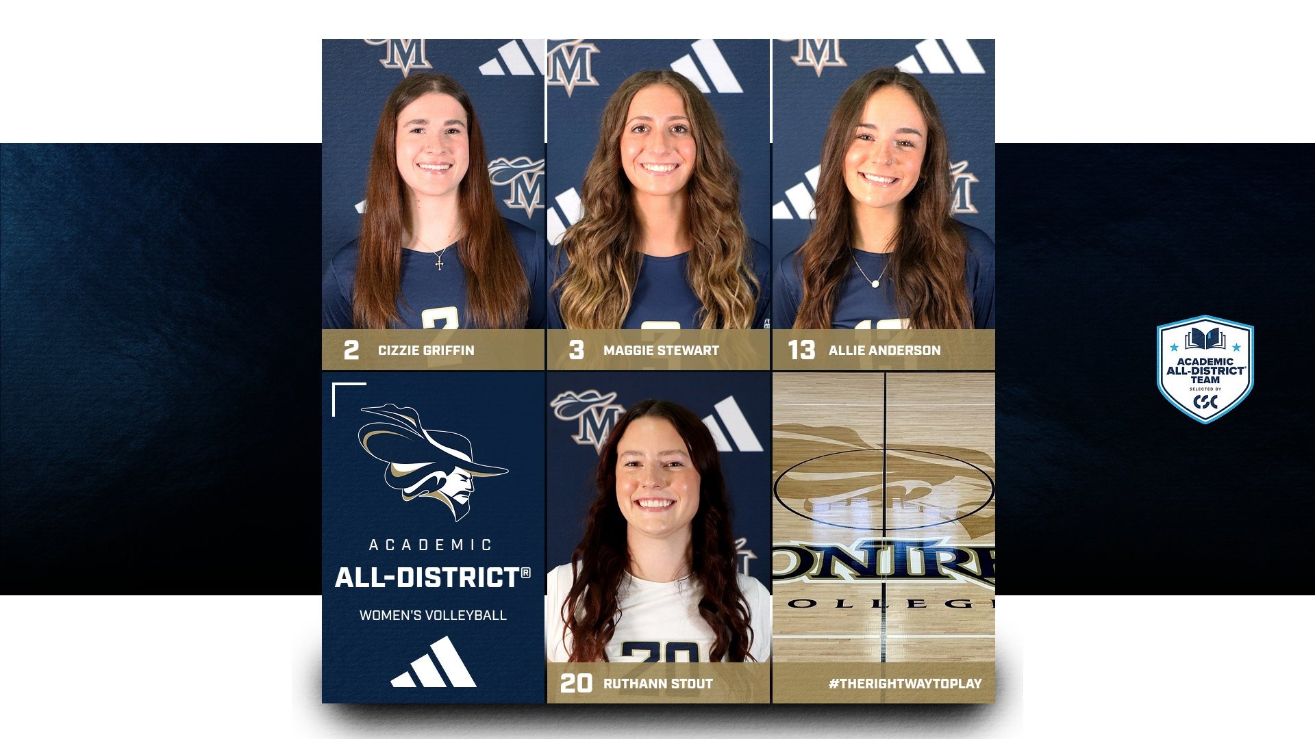 VB CSC Academic All-District Team Release Photo 12-16-25