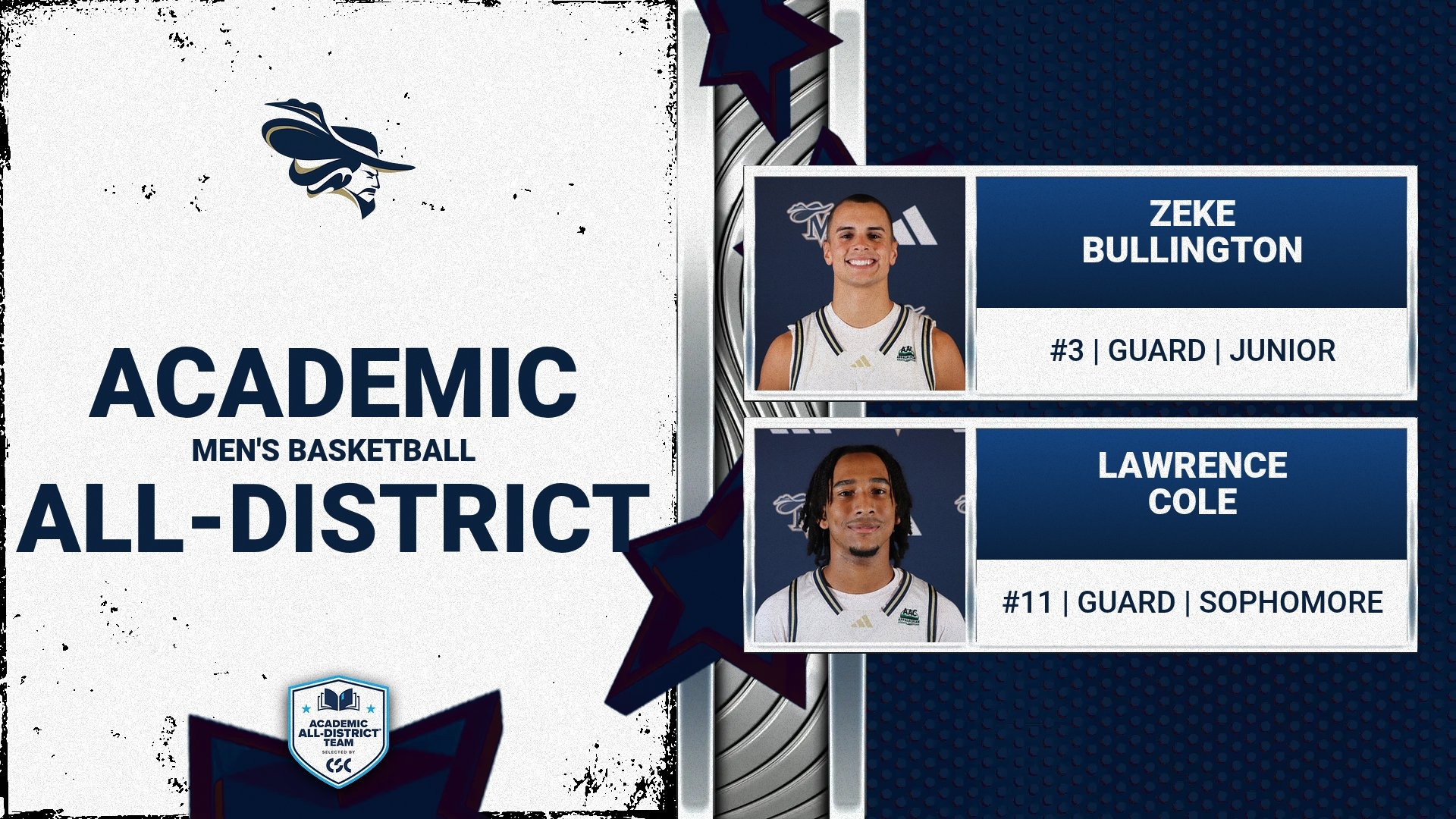 MBB CSC Academic All-District Team 3-24-26