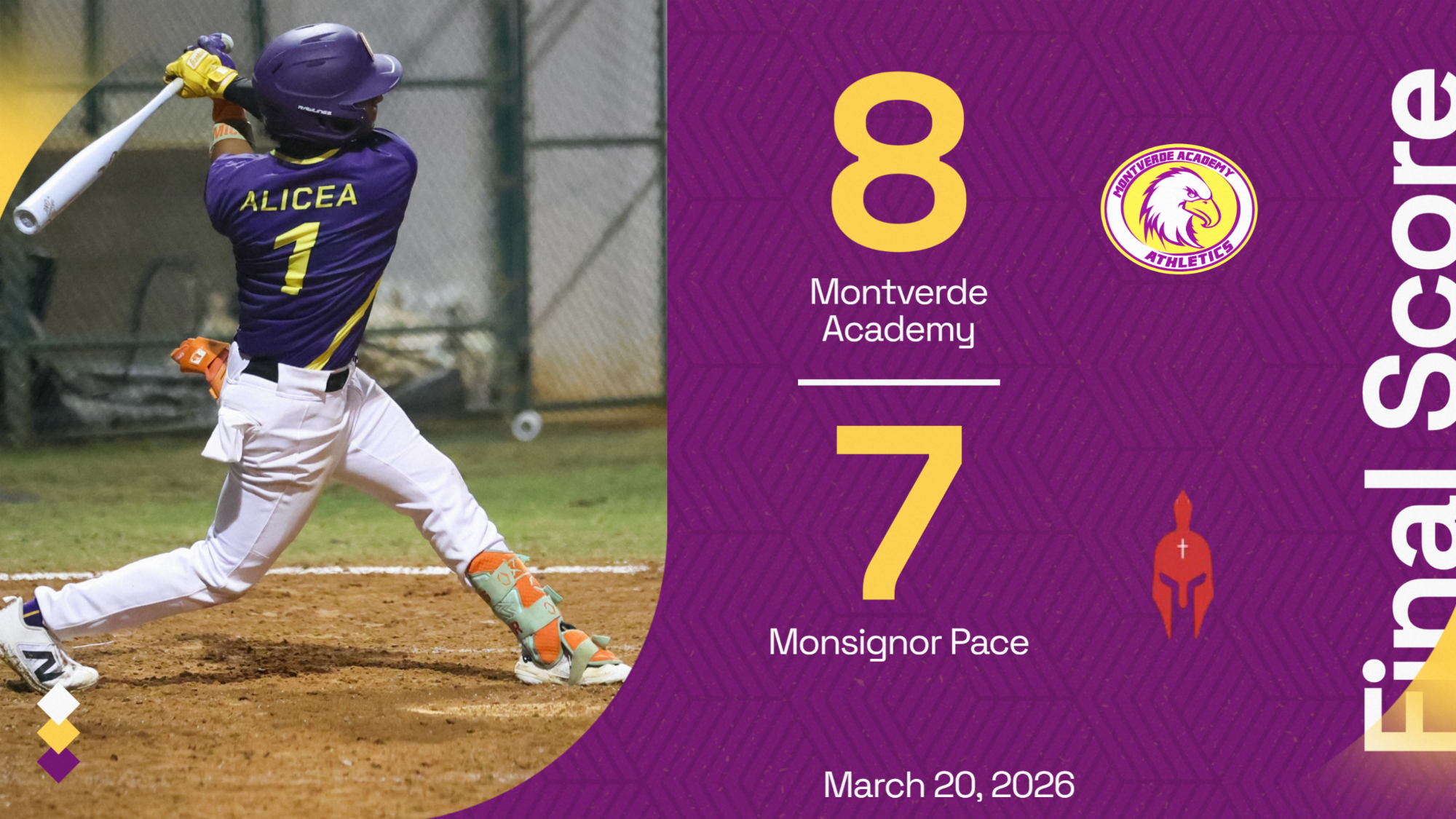 baseball wins over msgr pace