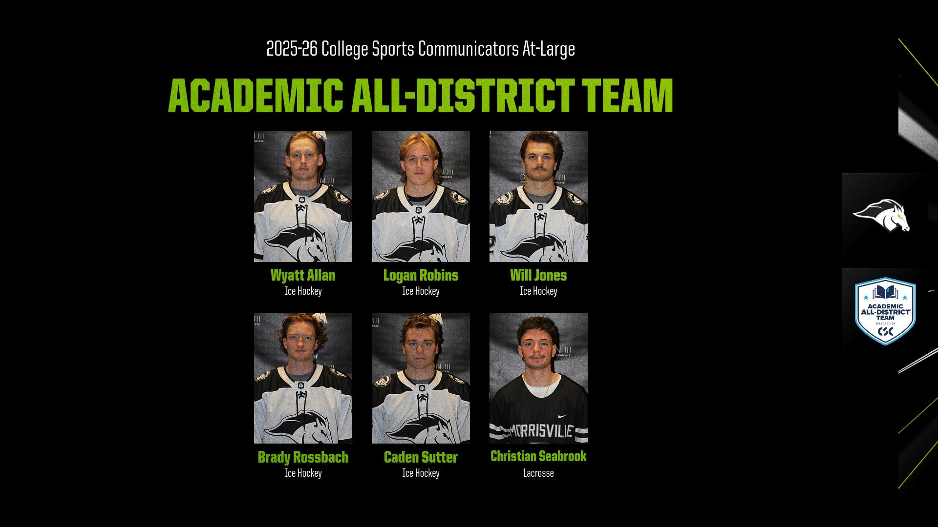 2025-26 College Sports Communicators Academic All-District At-Large Team selections from men's ice hockey and men's lacrosse