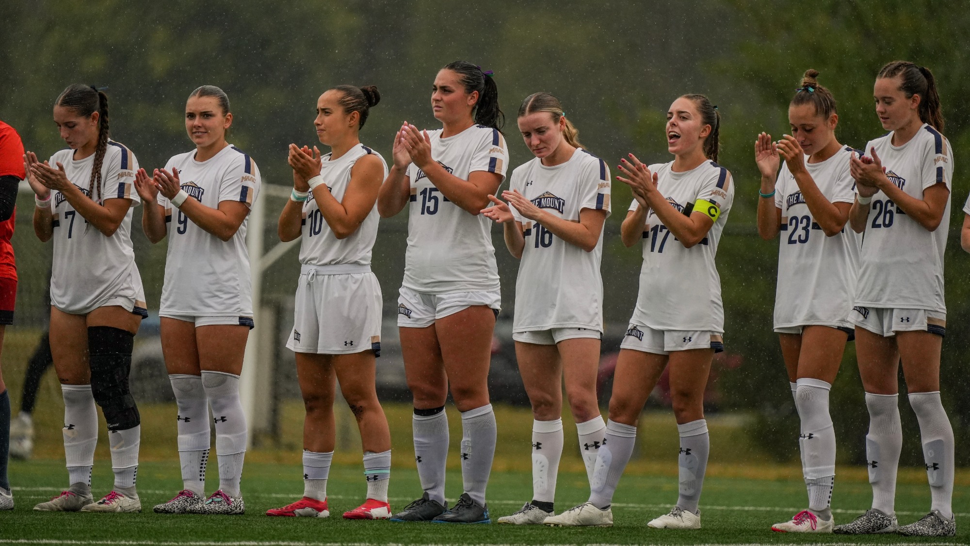 Women's Soccer Clapping for Teammates During Lineups