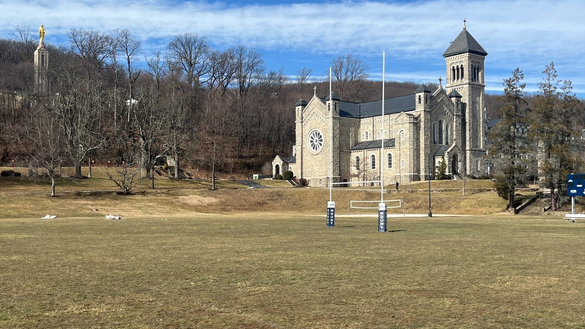Echo Field in Winter with Immaculate Conception Chapel in Background