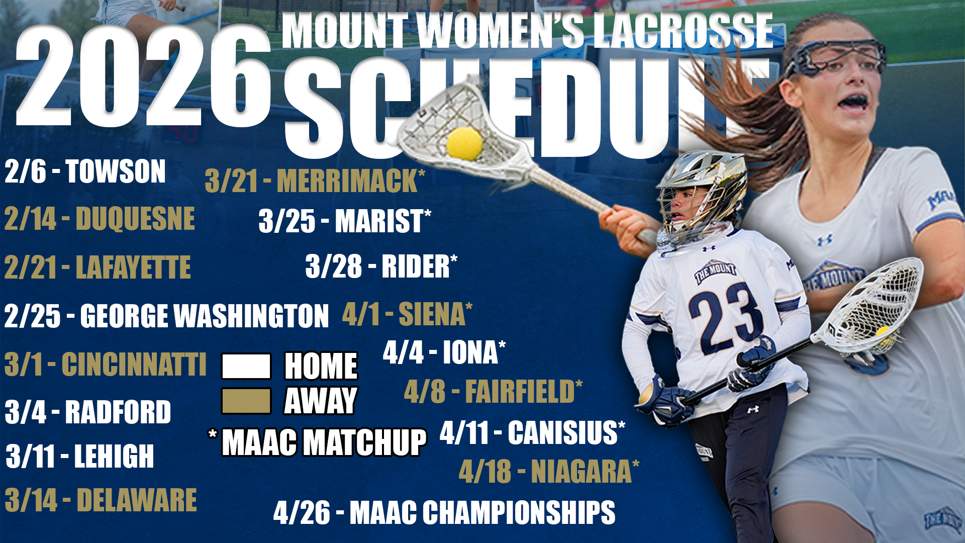 2026 Women's Lacrosse Schedule Graphic Version 2