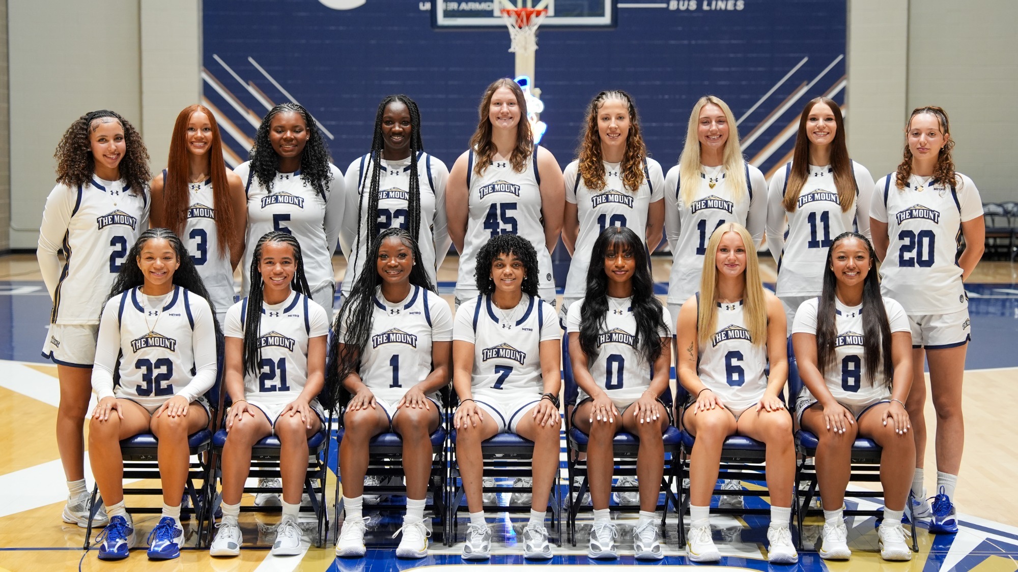 Women's Basketball Team Smiling Media Day Picture
