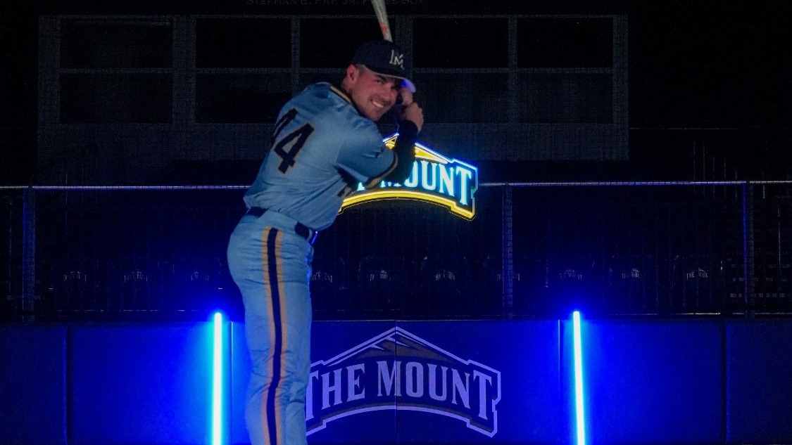 Christian Bauman Posing at Baseball Media Day