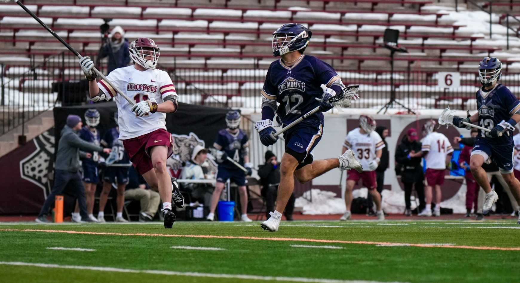 Chris Grimaldi Trying to Charge Past a Lafayette Defender