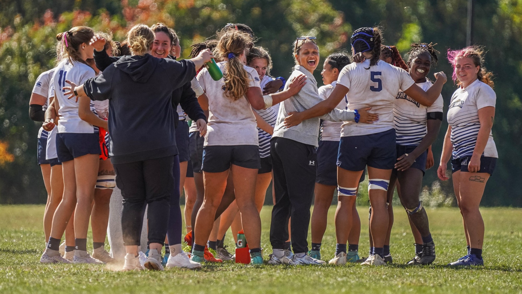 Women's Rugby Celebrating at Echo Field