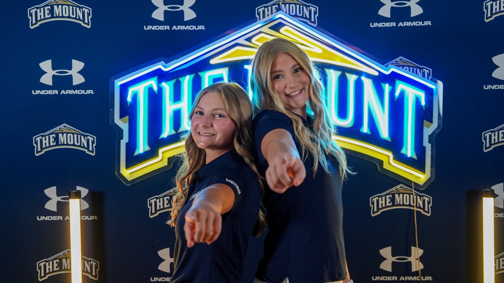 Savannah Doughty and Camryn Hoff Pointing at Camera Media Day