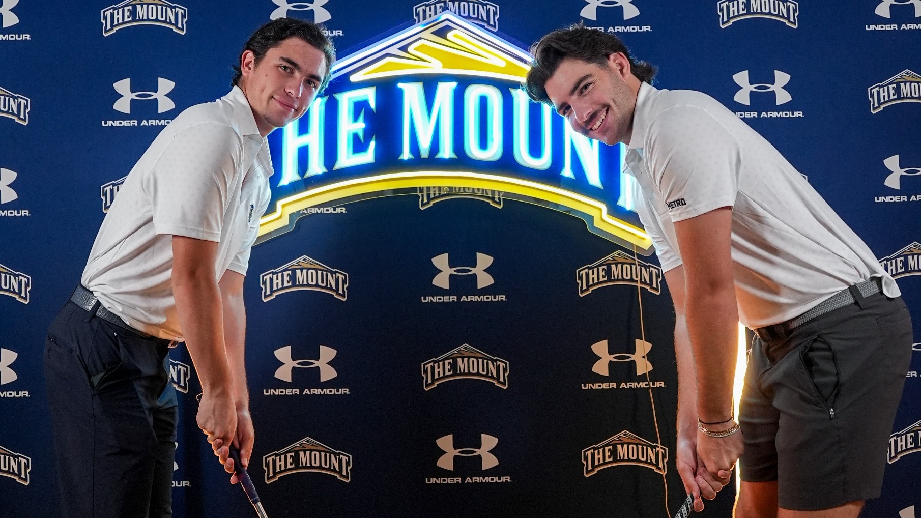 Daniel Shelly and Fisher Coleman Sayer Standing with Clubs Media Day 26-27