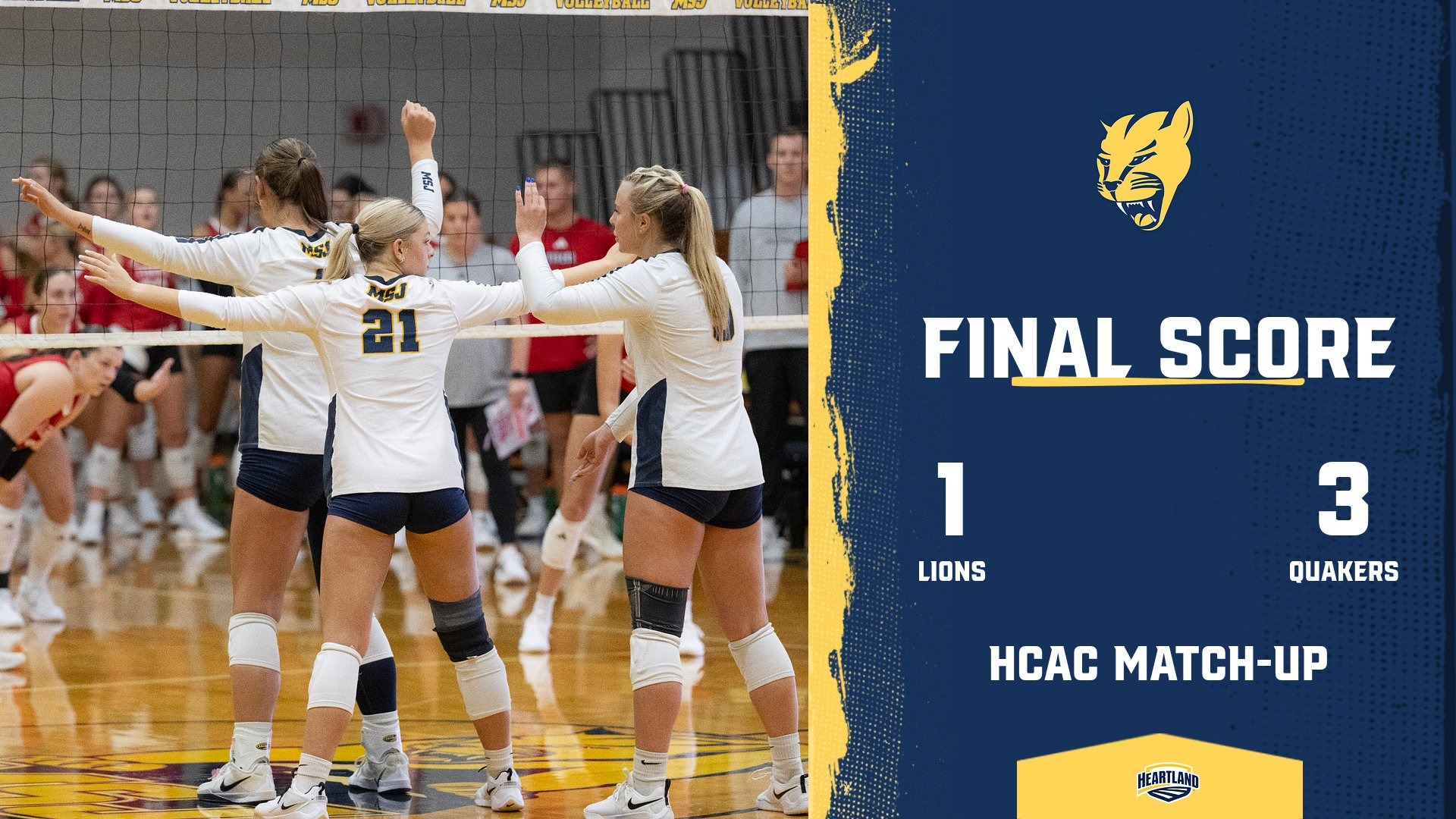 Lions fall to the Quakers 1-3 in last regular season HCAC match-up. 