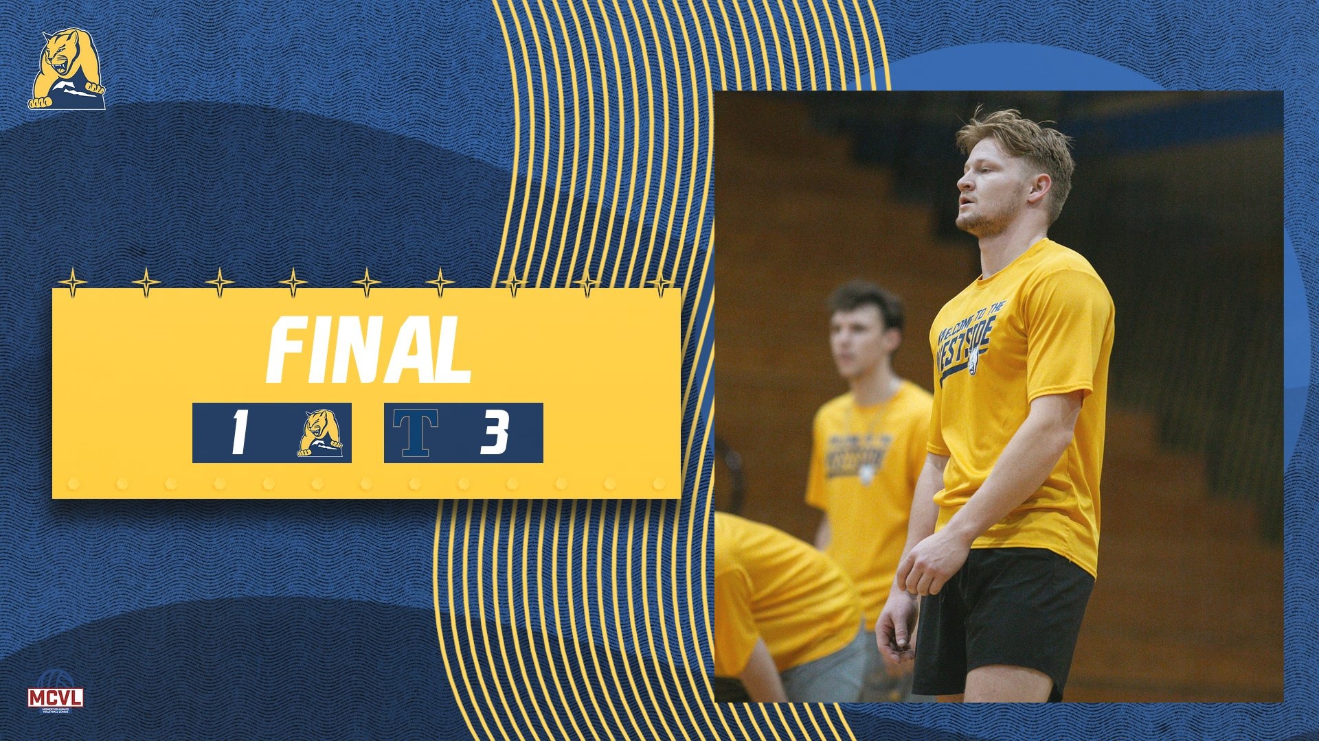MSJ men's volleyball team falls to Trine in four sets resulting in a score of 1-3. 