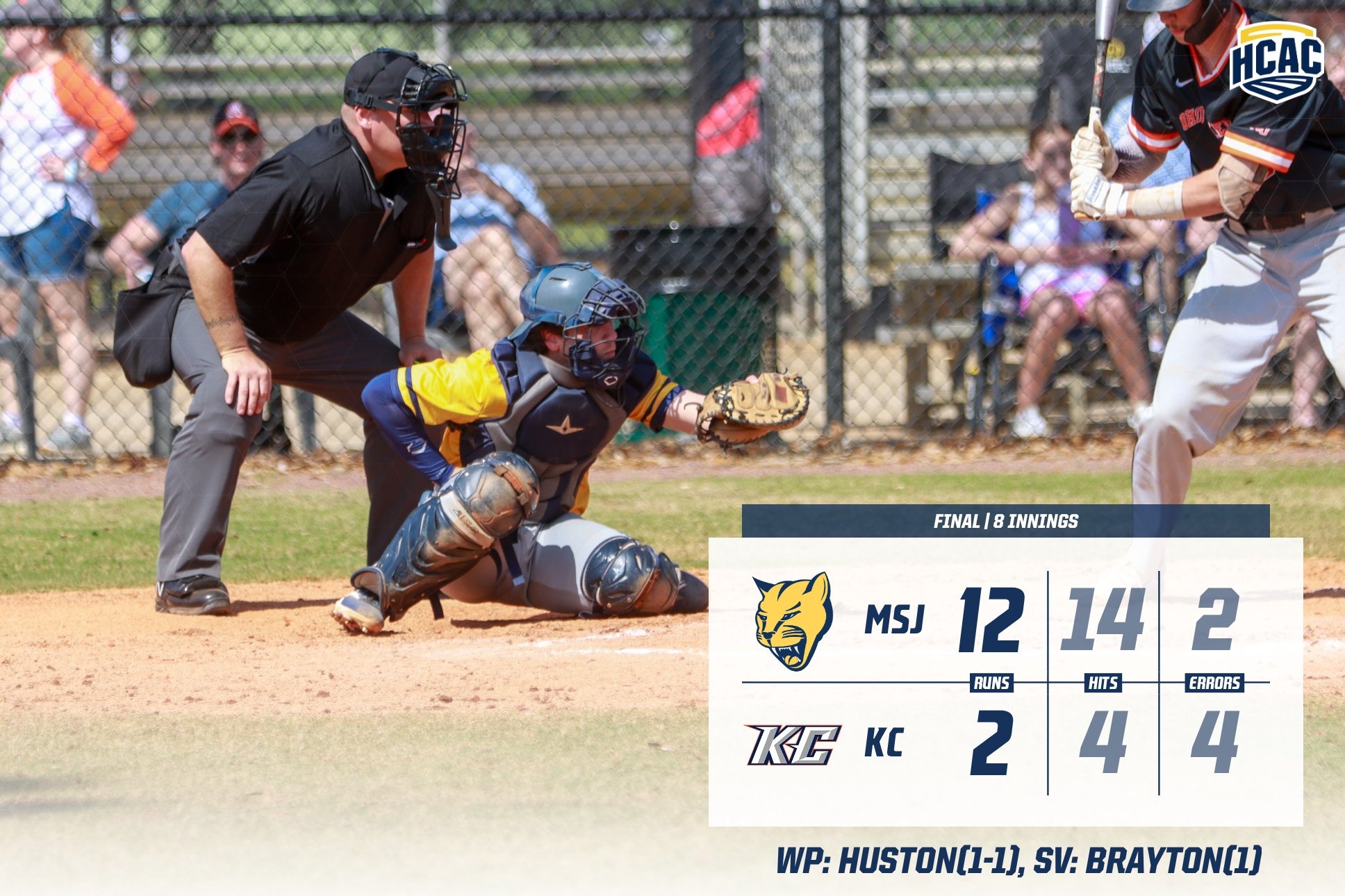 Baseball Catcher with score of Lions over Keystone