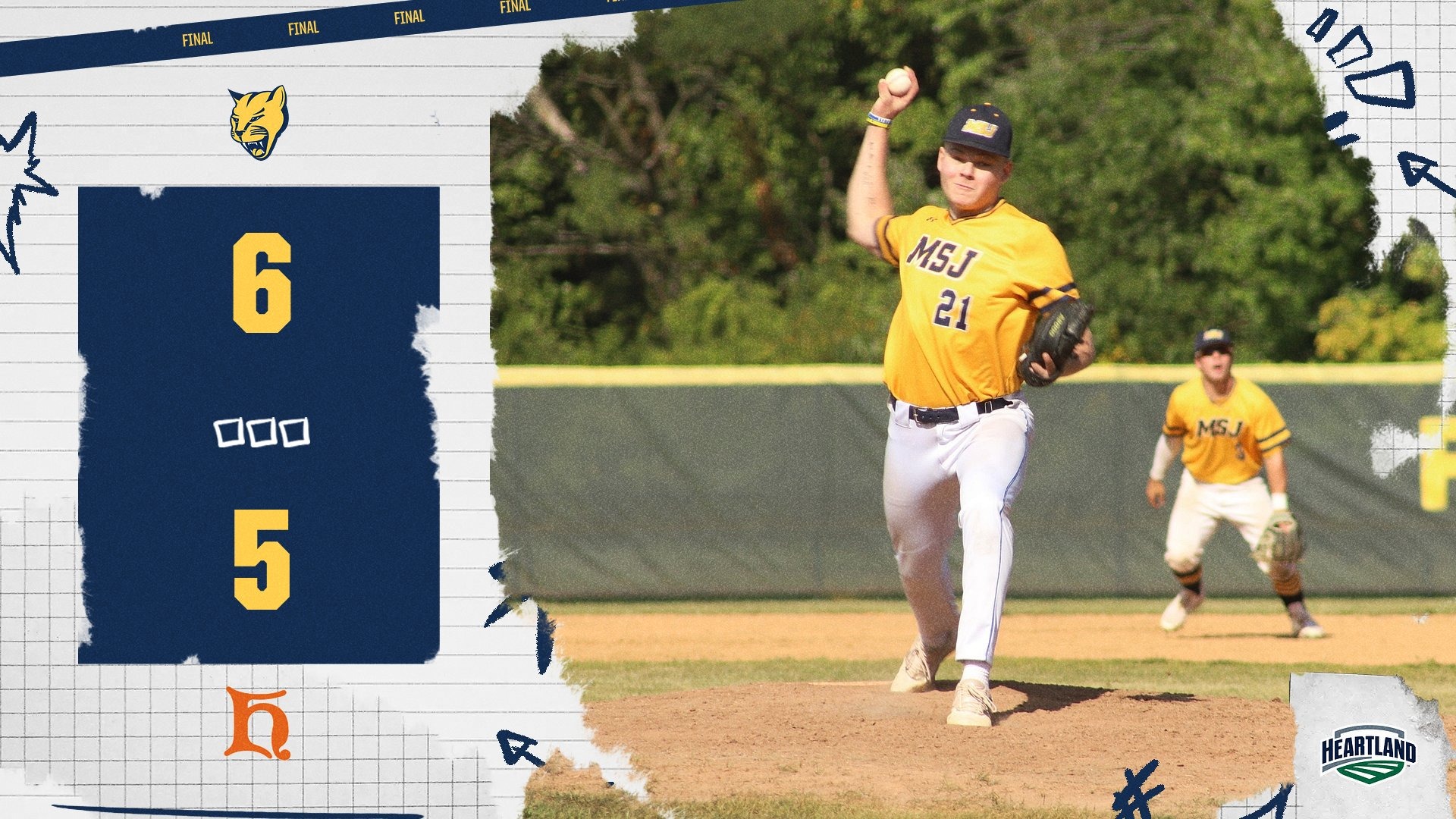 Baseball Pitcher graphic for Mount 6-5 win over Heidelberg