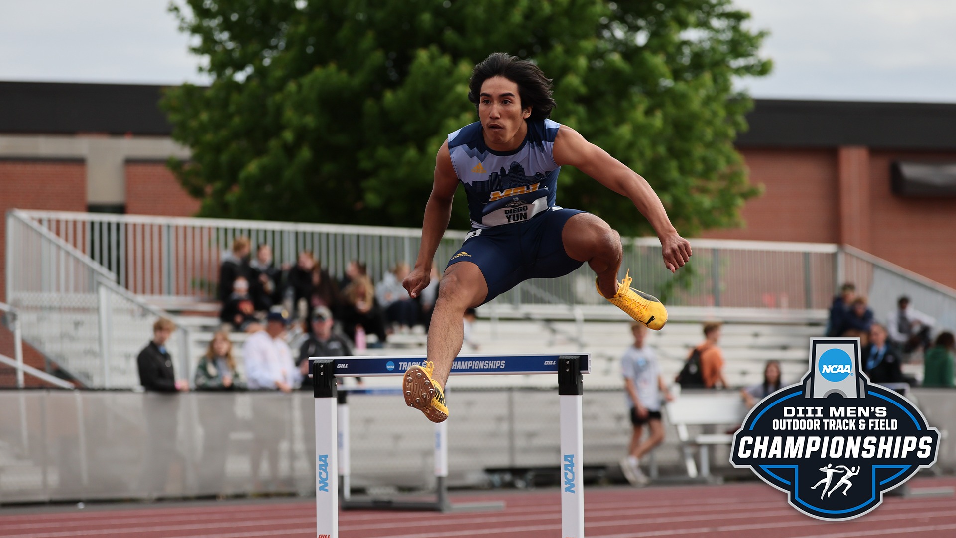 Diego Yun jumping a hurdle at 2026 Outdoor track championships