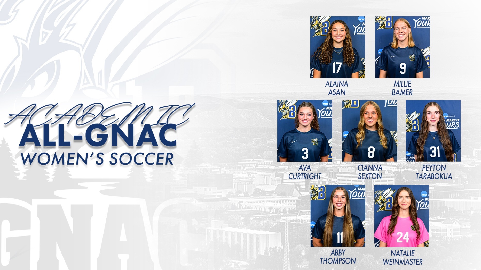 MSUB women's soccer's academic all-gnac selections
