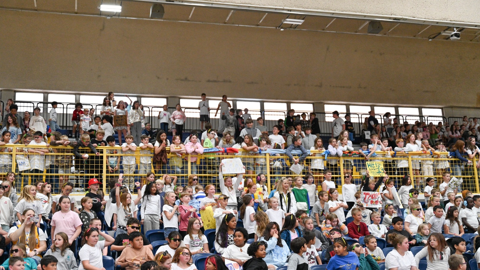 Elementary school fans cheer on the MSUB women's basketball team in the program's annual Elementary School Game