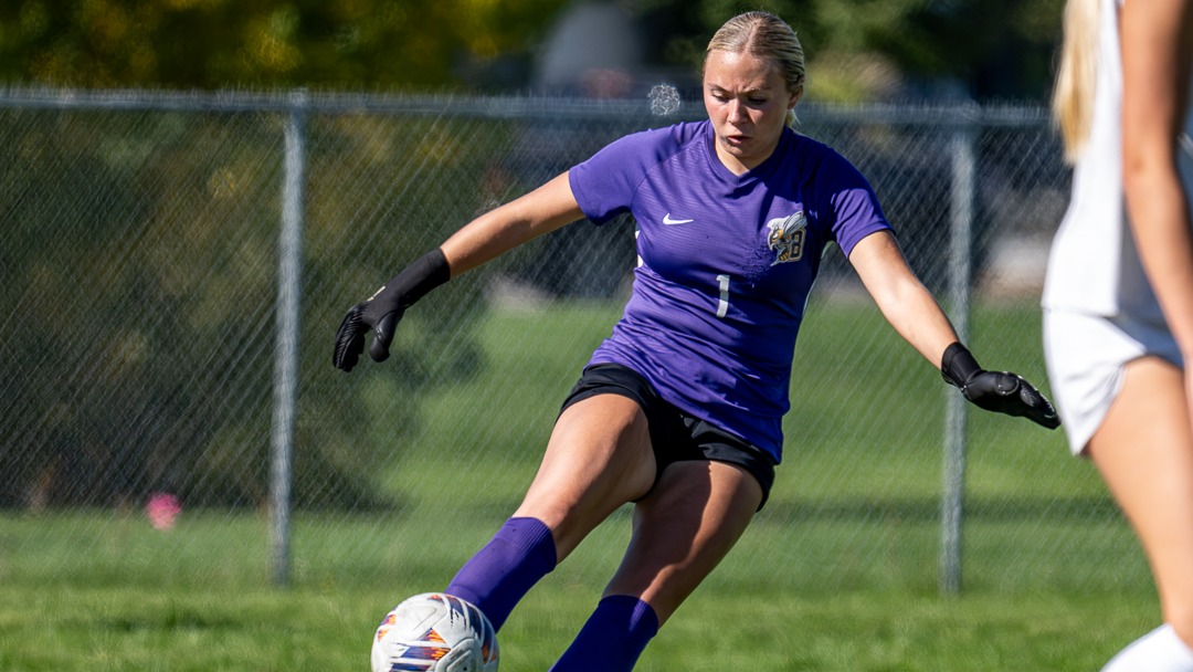 Tenley Leffler drop kicks the ball