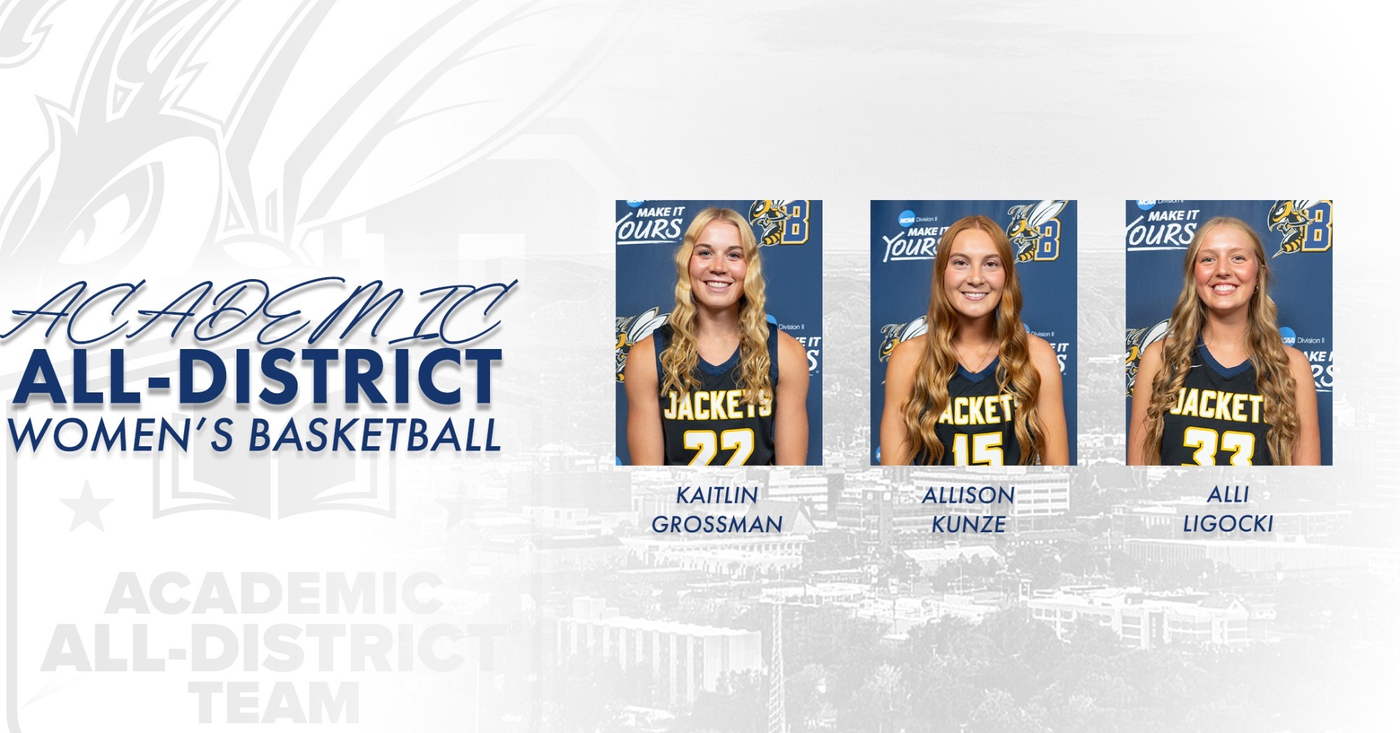 Kaitlin Grossman, Allison Kunze, and Alli Ligocki each received CSC Academic All-District Honors