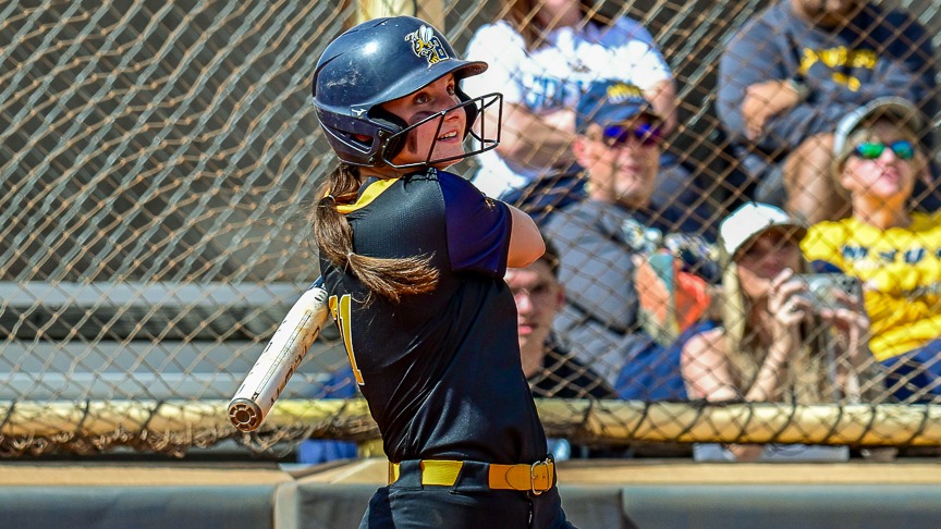 danica butler hits a home run in the fifth inning of MSUB's game against Saint Martin's