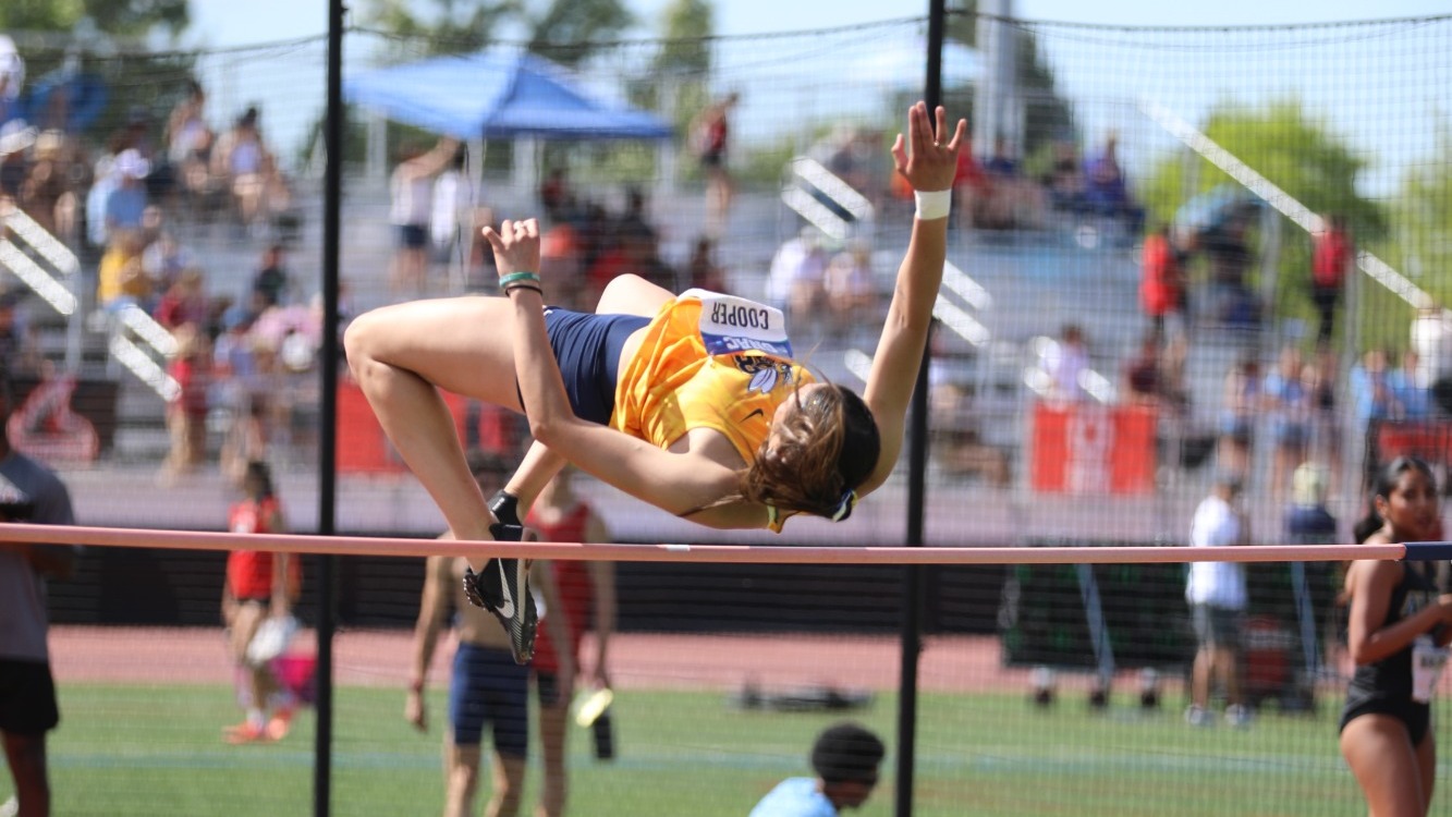 Hannah Cooper participates in the high jump at the 2026 GNAC Outdoor Championships
