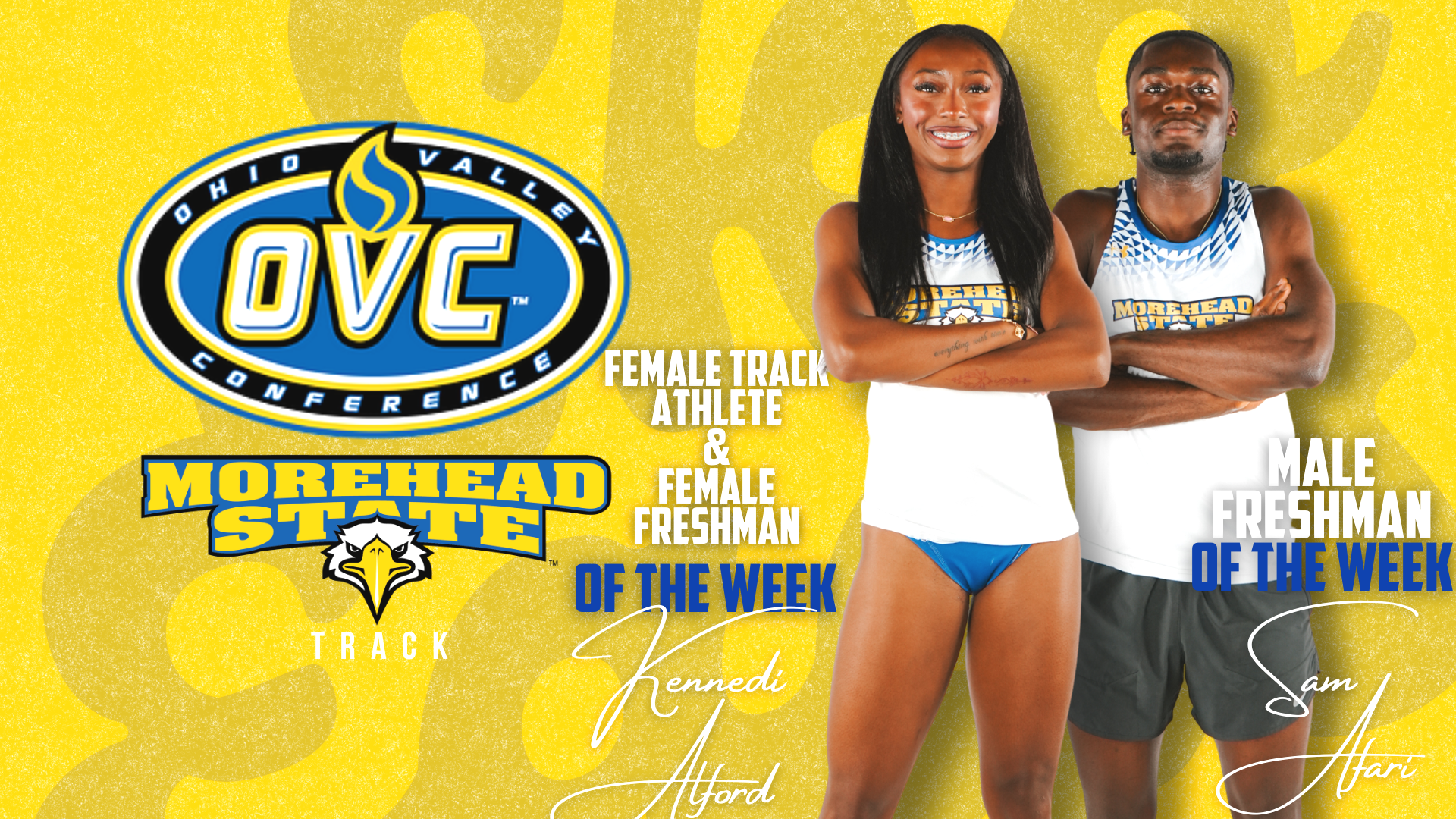 2025-26 Alford-Afari 2nd Indoor Track Athlete of the Week graphic