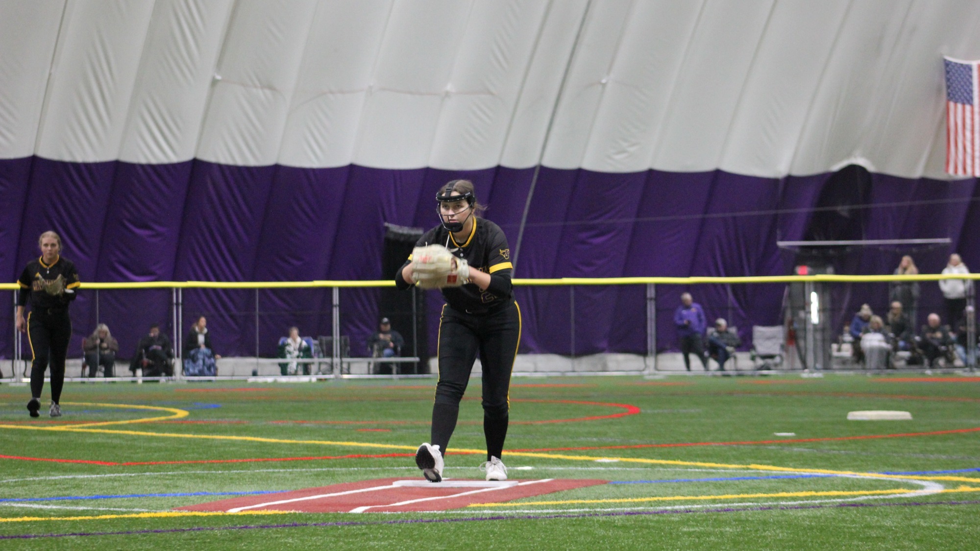 Maddie Oetzmann prepares for a pitch in Minnesota State's second game against Northern State (3.23)
