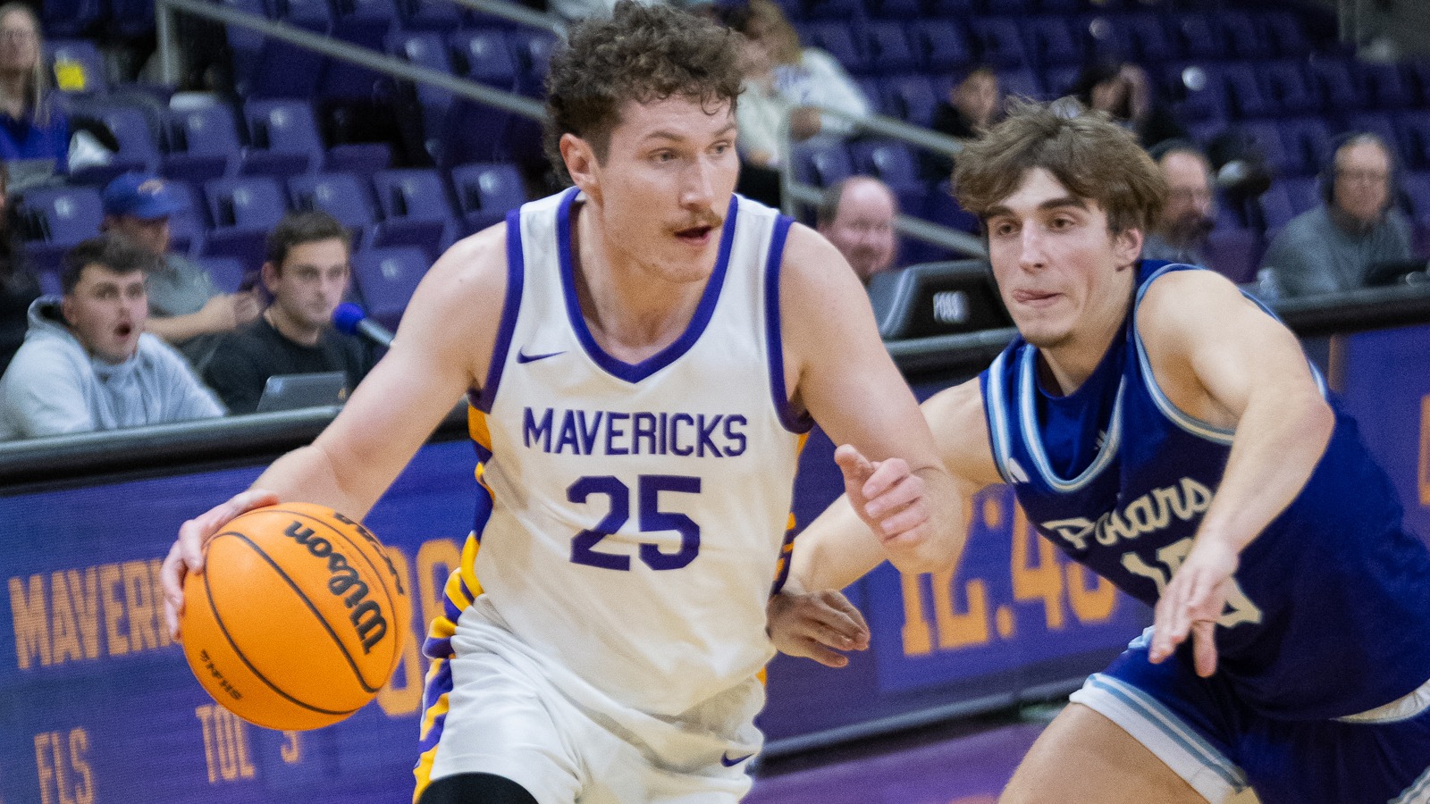 Joe Buchanan drives to the hoop  during Minnesota State's win over Crown (11.17)