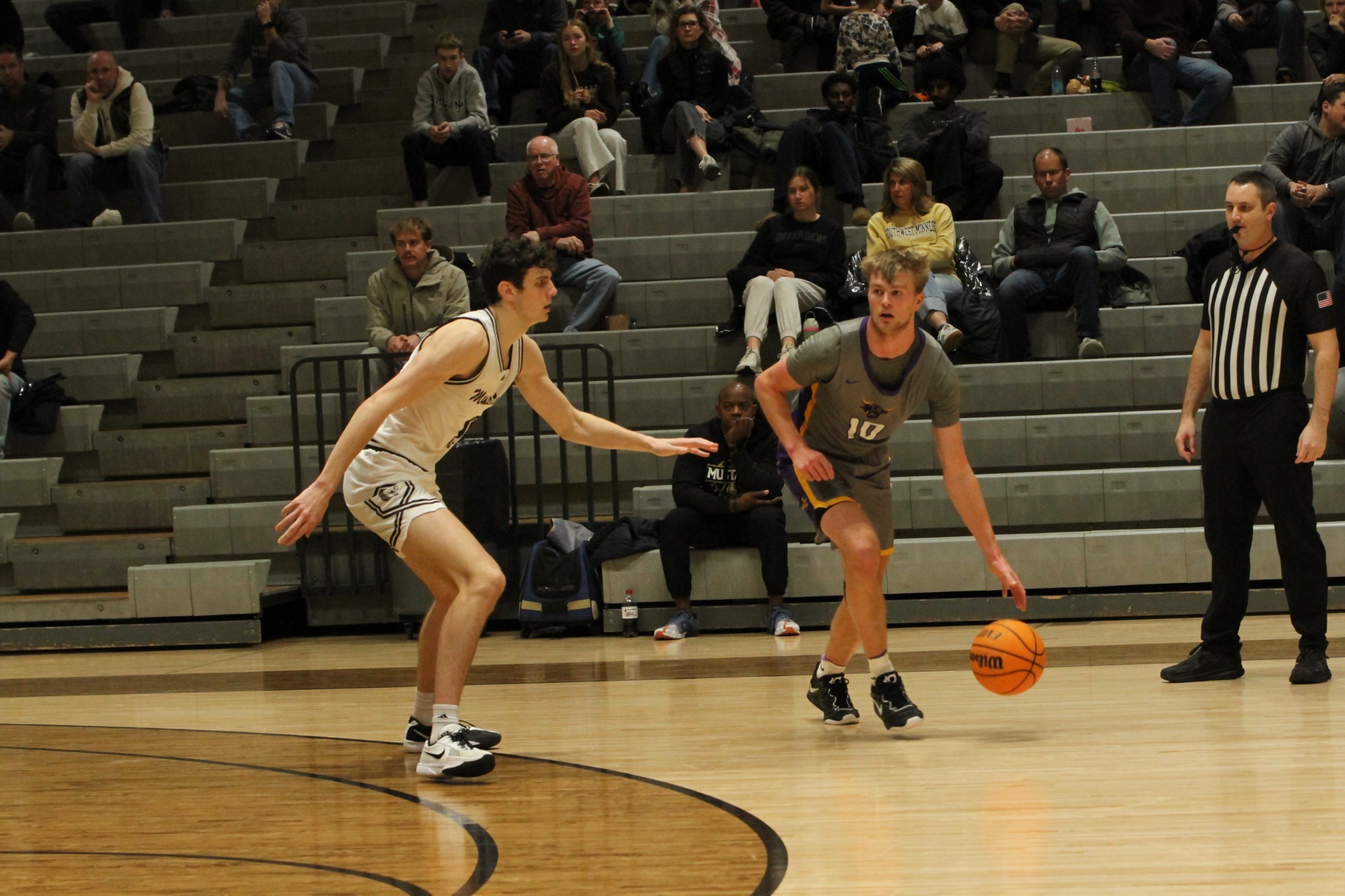 Will Opsahl with the ball against Southwest Minnesota State