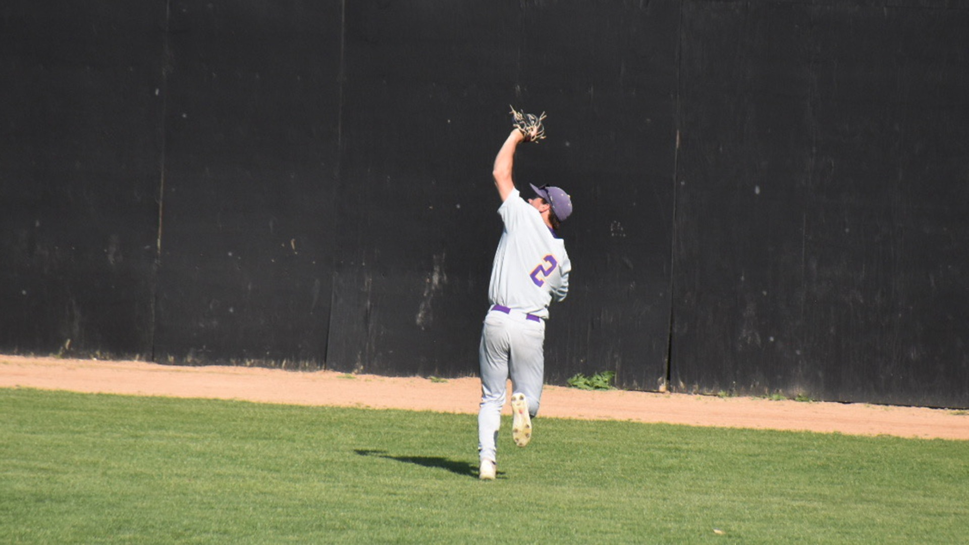 Jake Berkland tracks down a fly ball during MSU's 18-9 win over Augustana in the NSIC Championship game (5.10)
