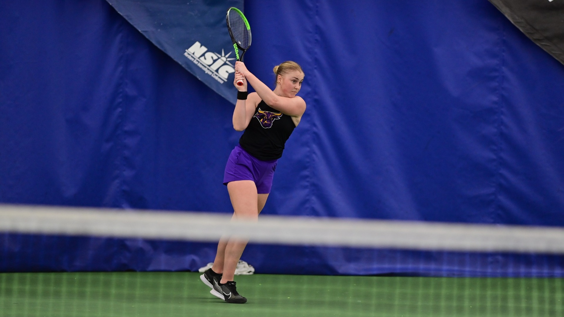 Freia Lawrence backhand vs. Augustana at NSIC Championship 2025
