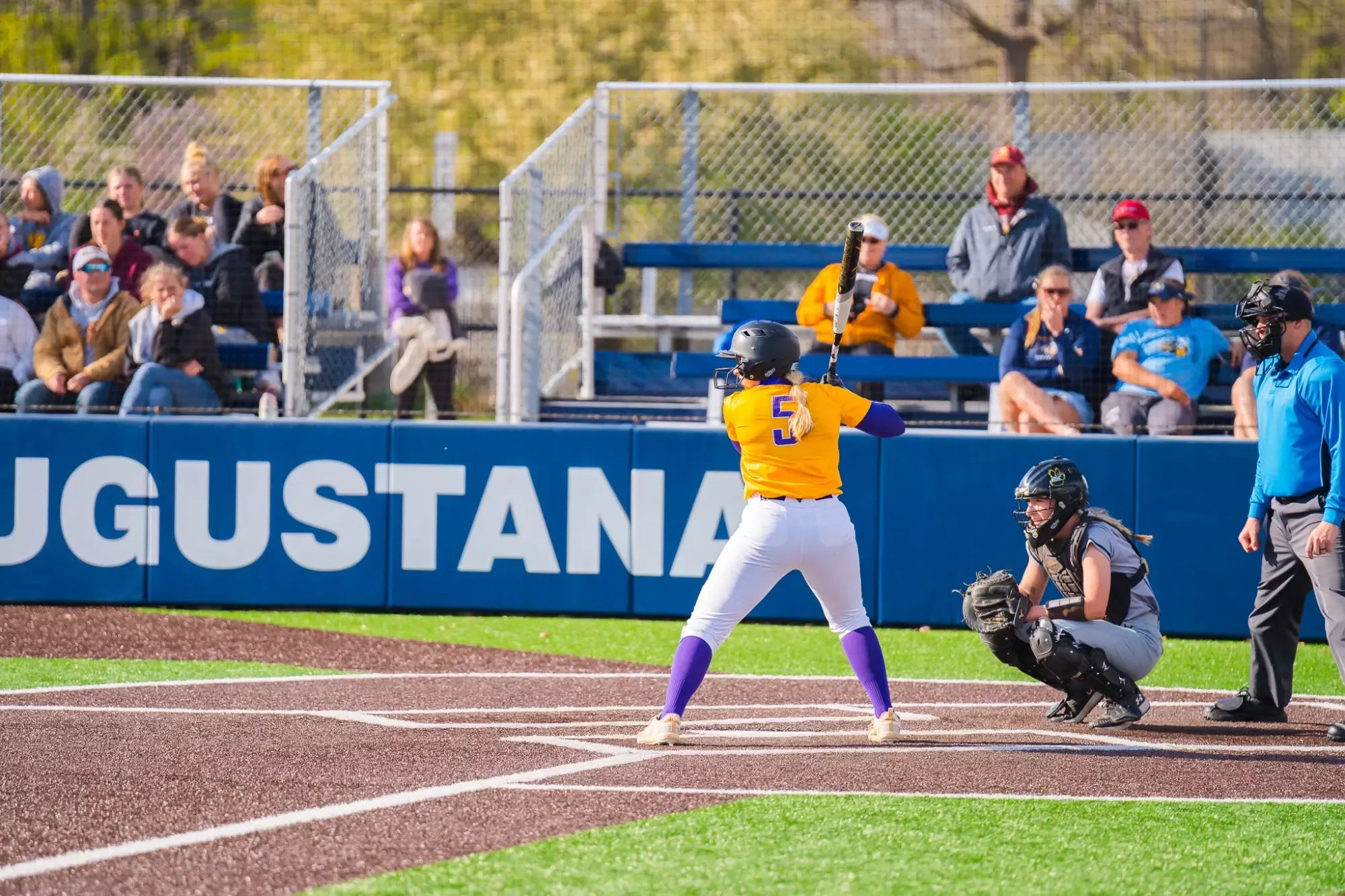 Izzy Hycnar batting vs. Wayne State in NSIC Tournament