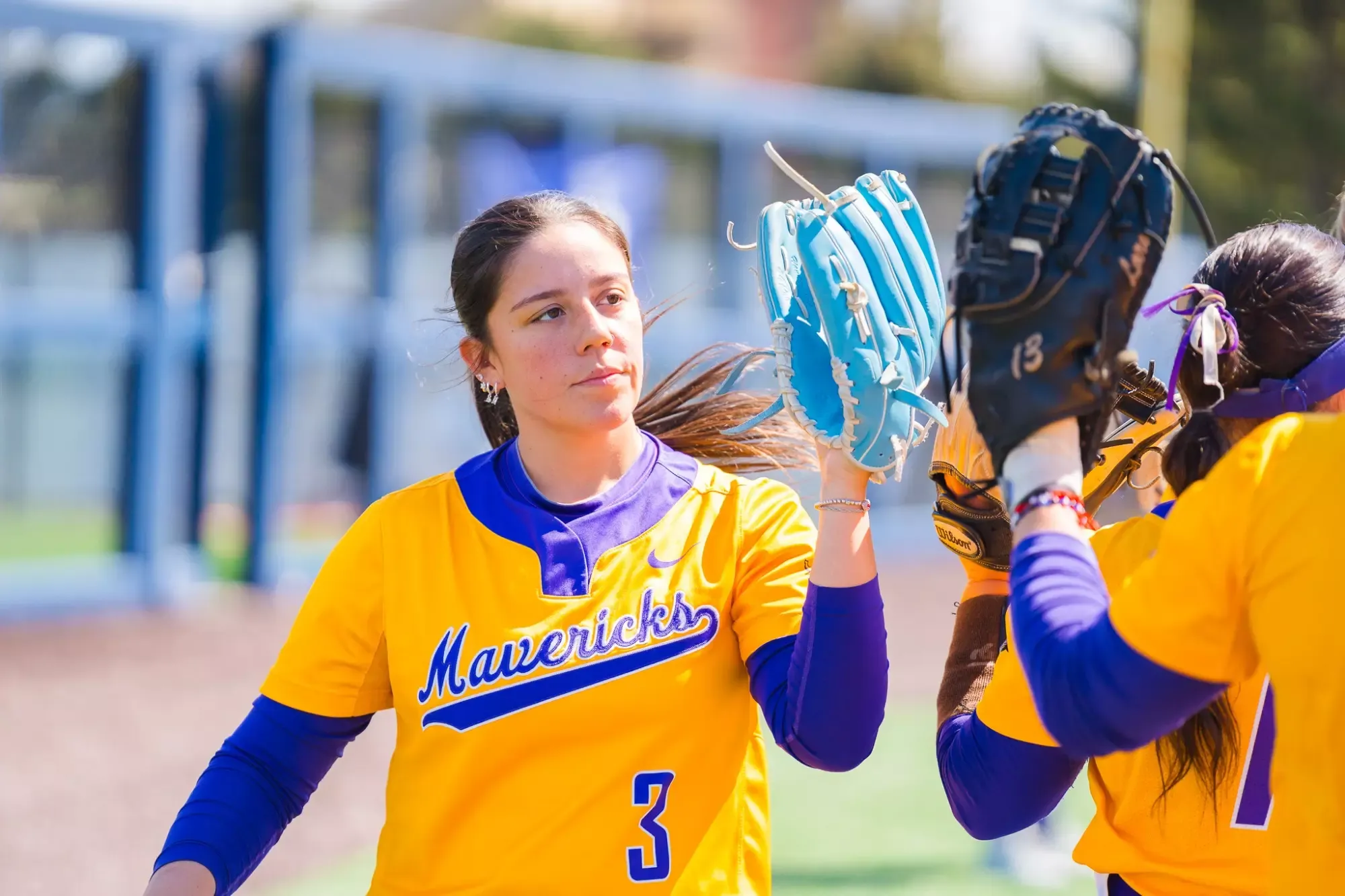 Ysabel Lerma during pregame warmups before Wayne State game