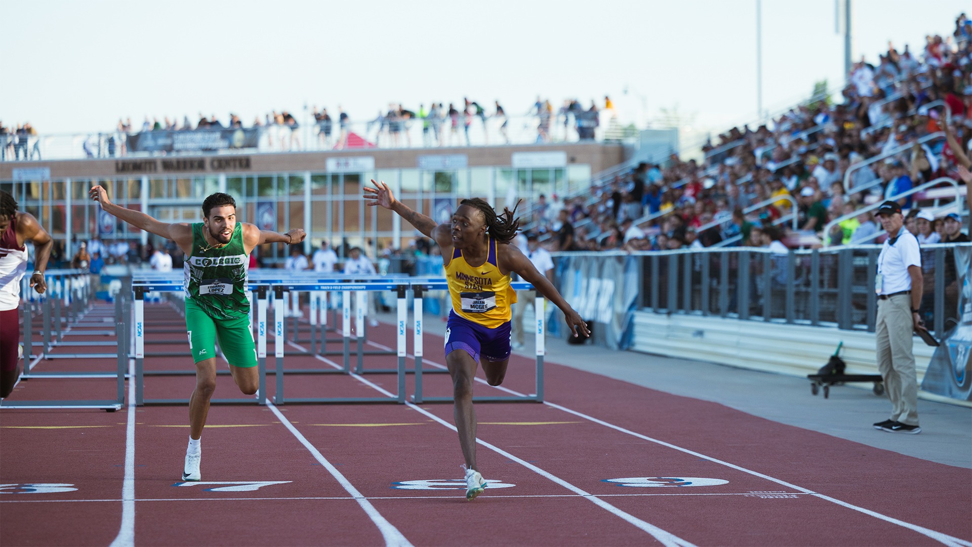 Jalen McGee Finish Line at NCAA DII Outdoor Championships Pueblo, Colorado