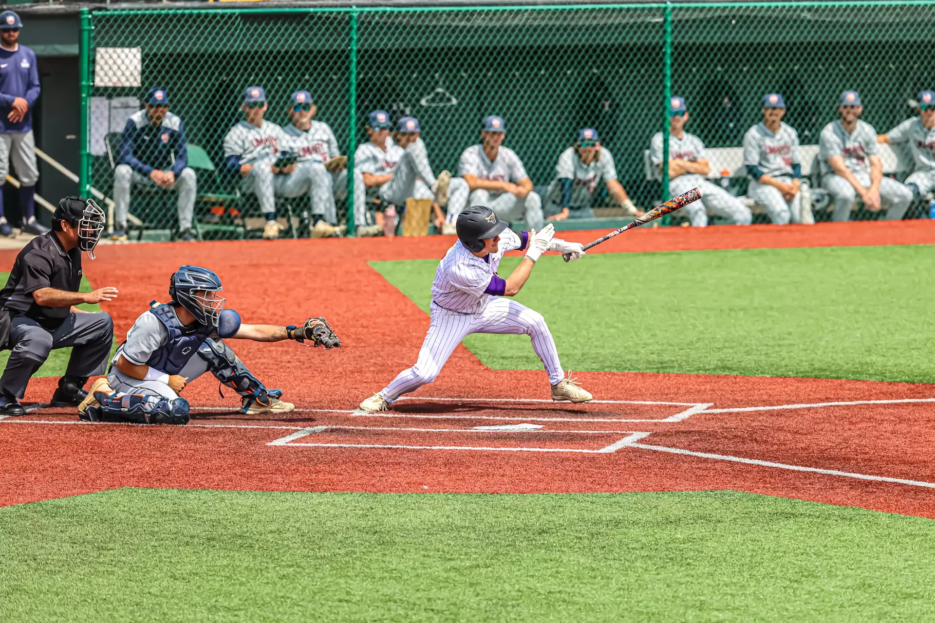 Jake Berkland at the plate vs. UMary in the NSIC Tournament