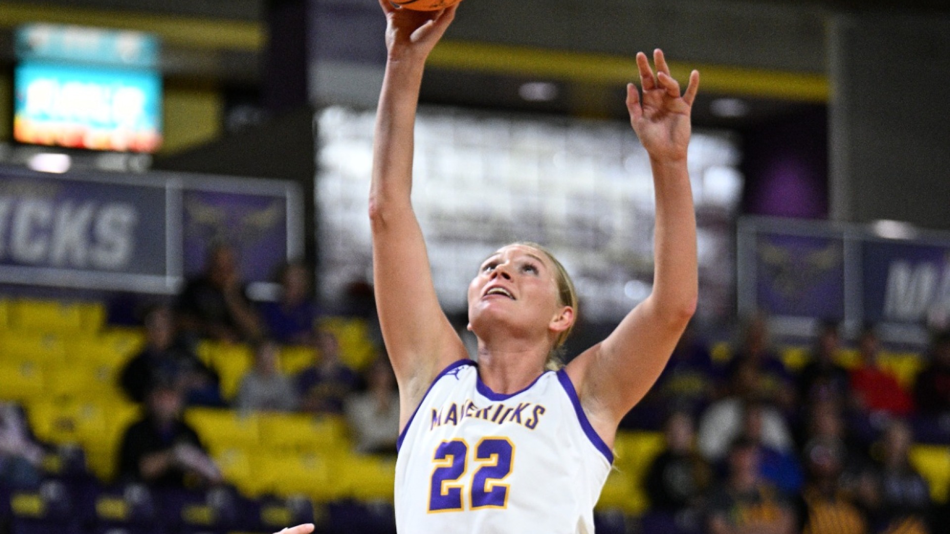 Schweim goes up for a layup