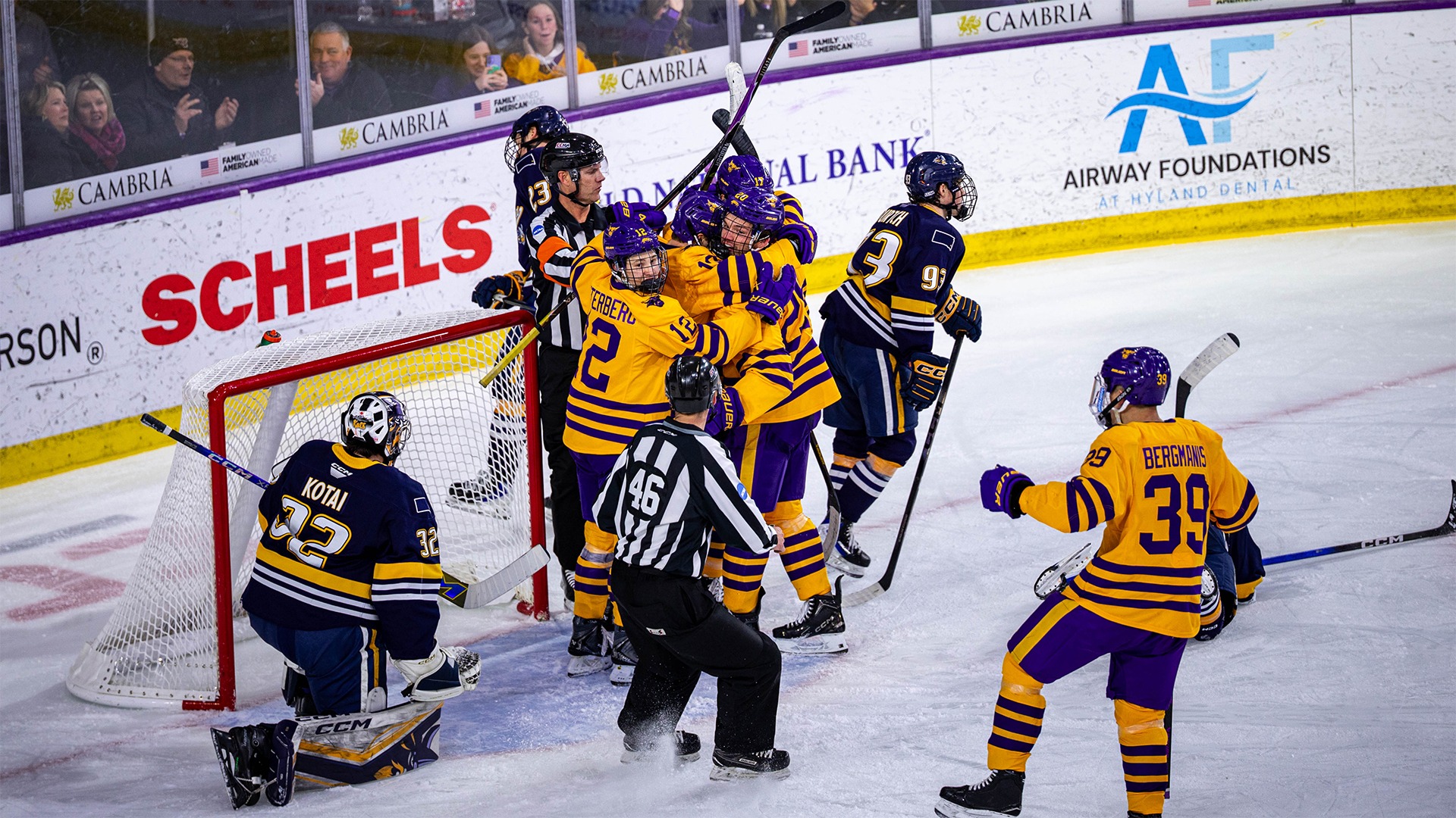  Ean Somoza celebrates with teammates after scoring fourth goal vs. Augustana