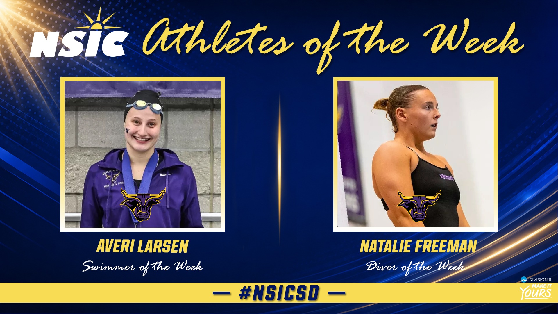 Averi Larsen Natalie Freeman NSIC Swimming and Diving Honors Graphic