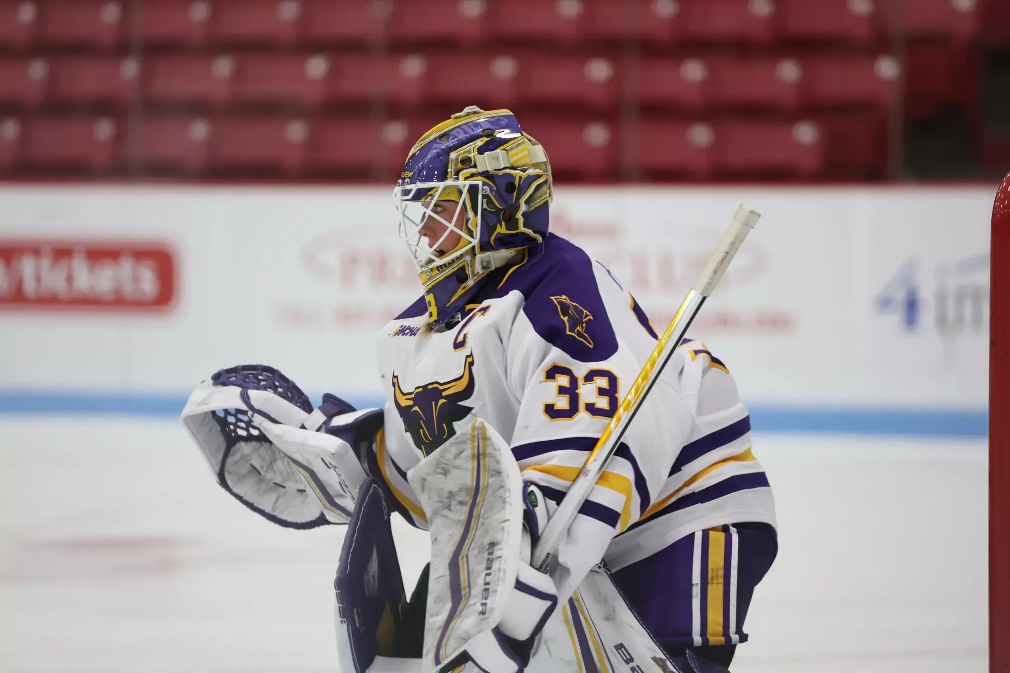 Hailey Hansen prepares to save a puck