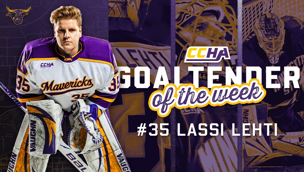 Lassi Lehti CCHA Goaltender of the Week Graphic