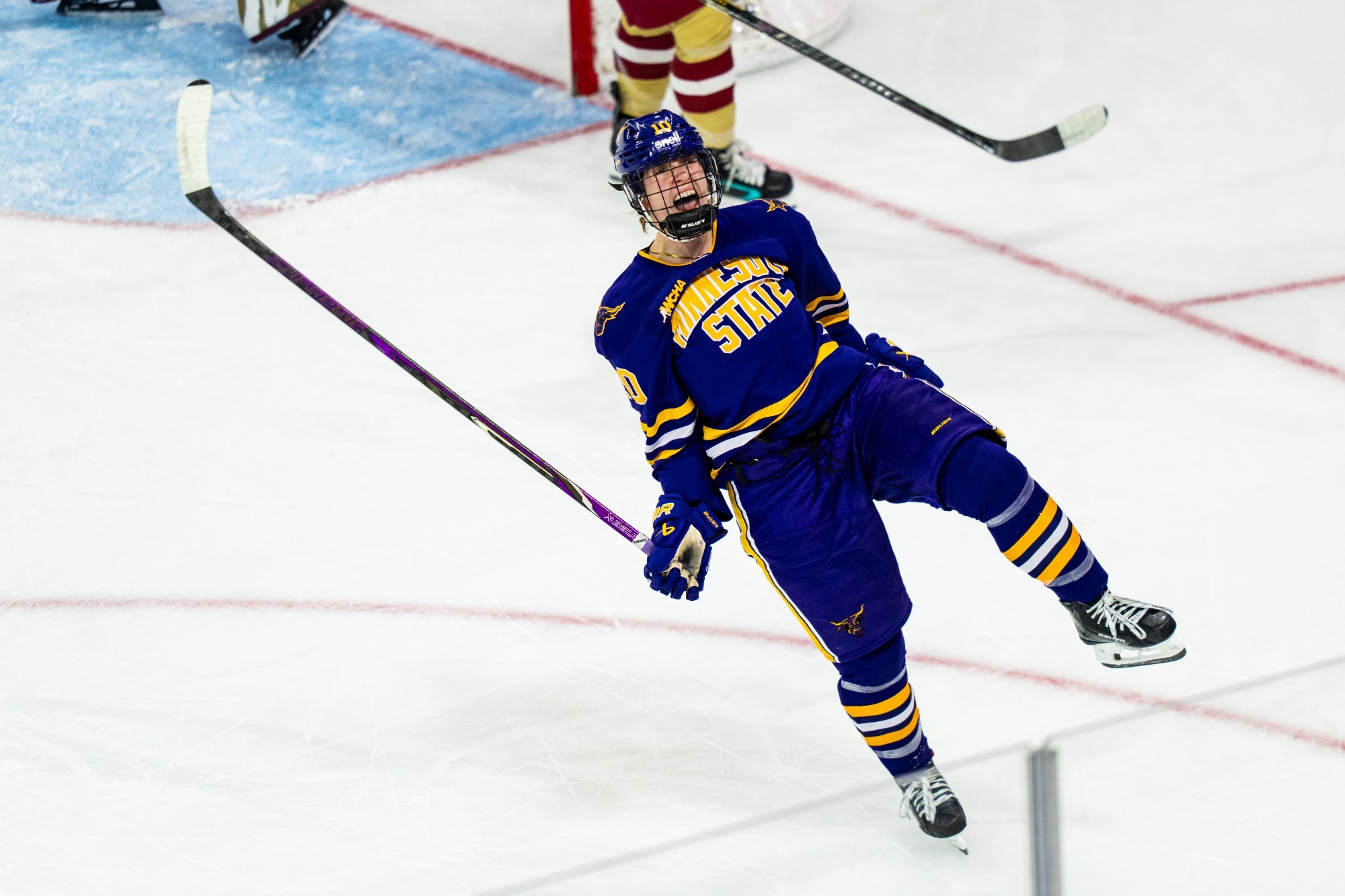 Zoe Lopez celebrates her overtime goal against Boston College