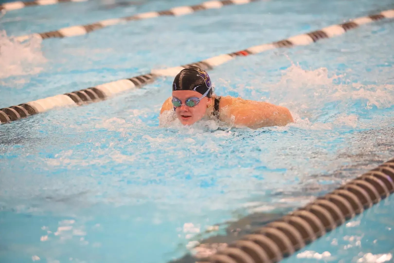 Emily Spielman competing in the 200 IM at the 2026 NSIC Championships