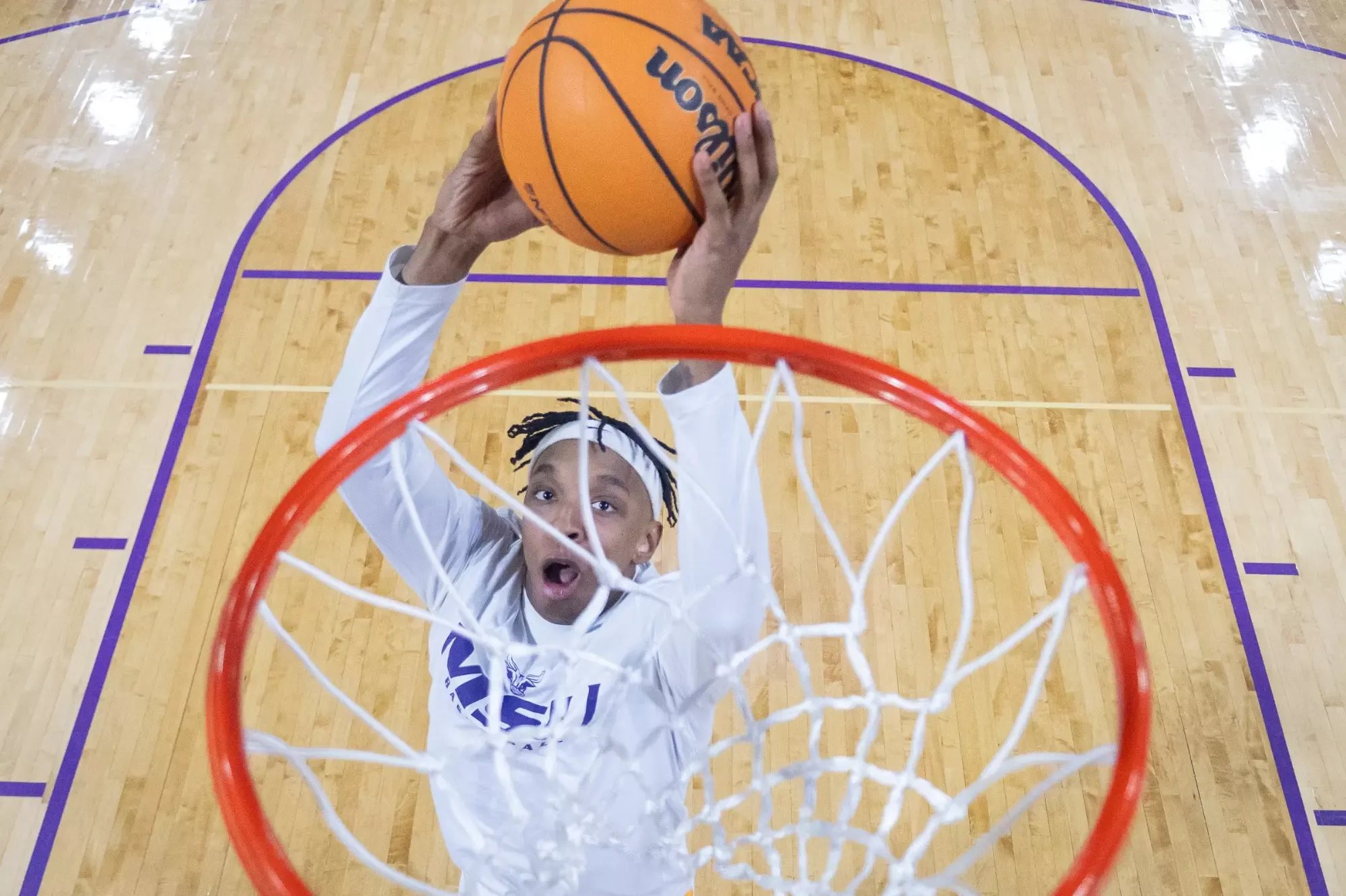 David Harmon warming for game against Winona State