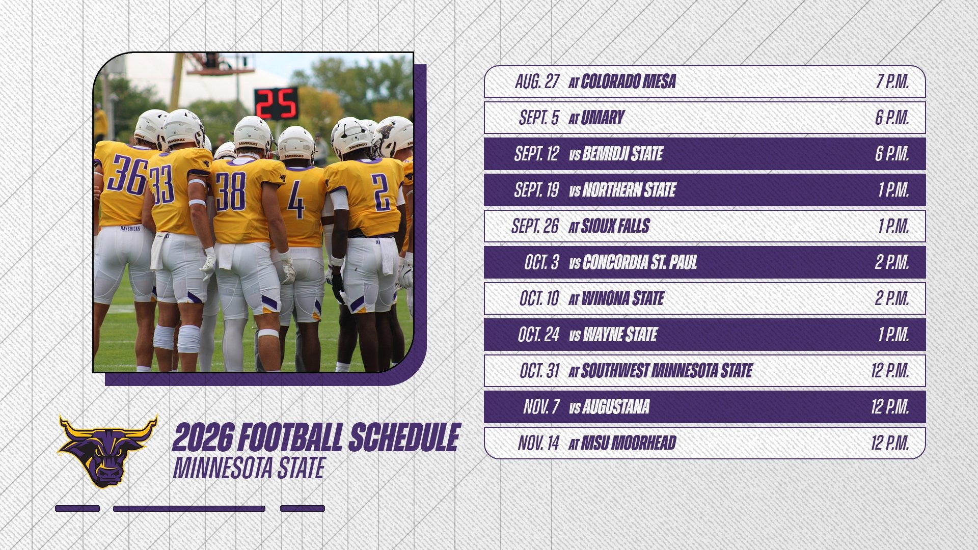 2026 Minnesota State Football Schedule Story Graphic