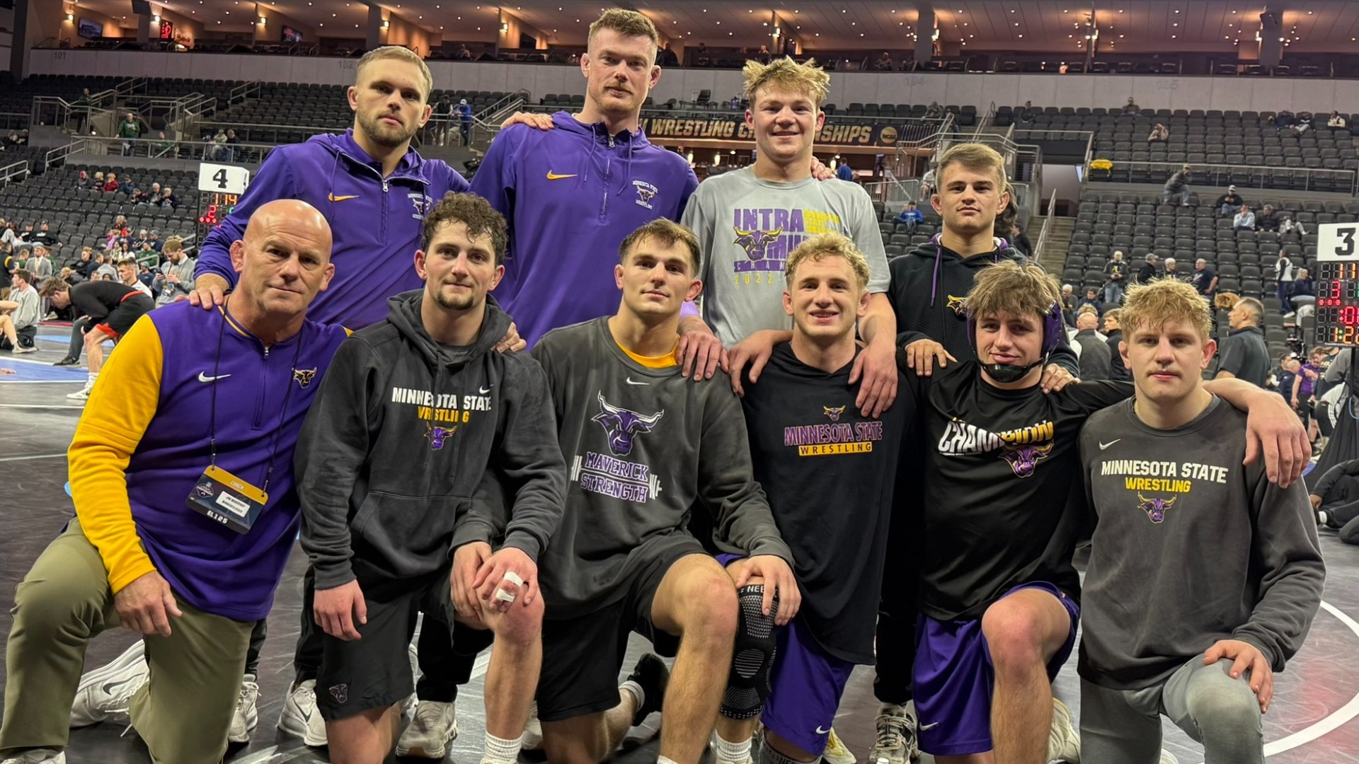 Minnesota State Wrestling Squad at NCAA Championships in Sioux Falls